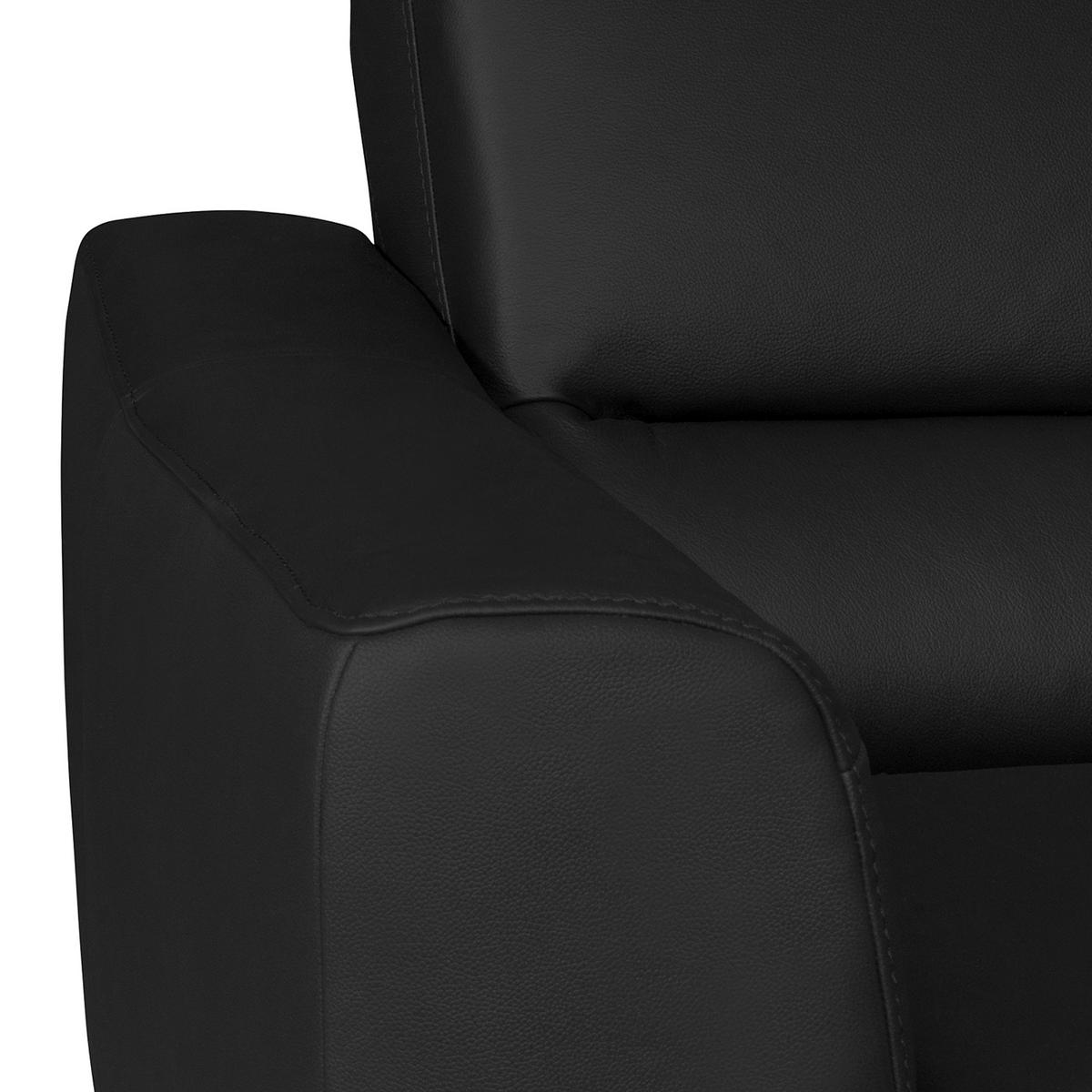 Ecksofa Santos Schwarz S: 241 cm - Chromfarben/Schwarz, Design, Leder/Textil (241/168cm) - Livetastic