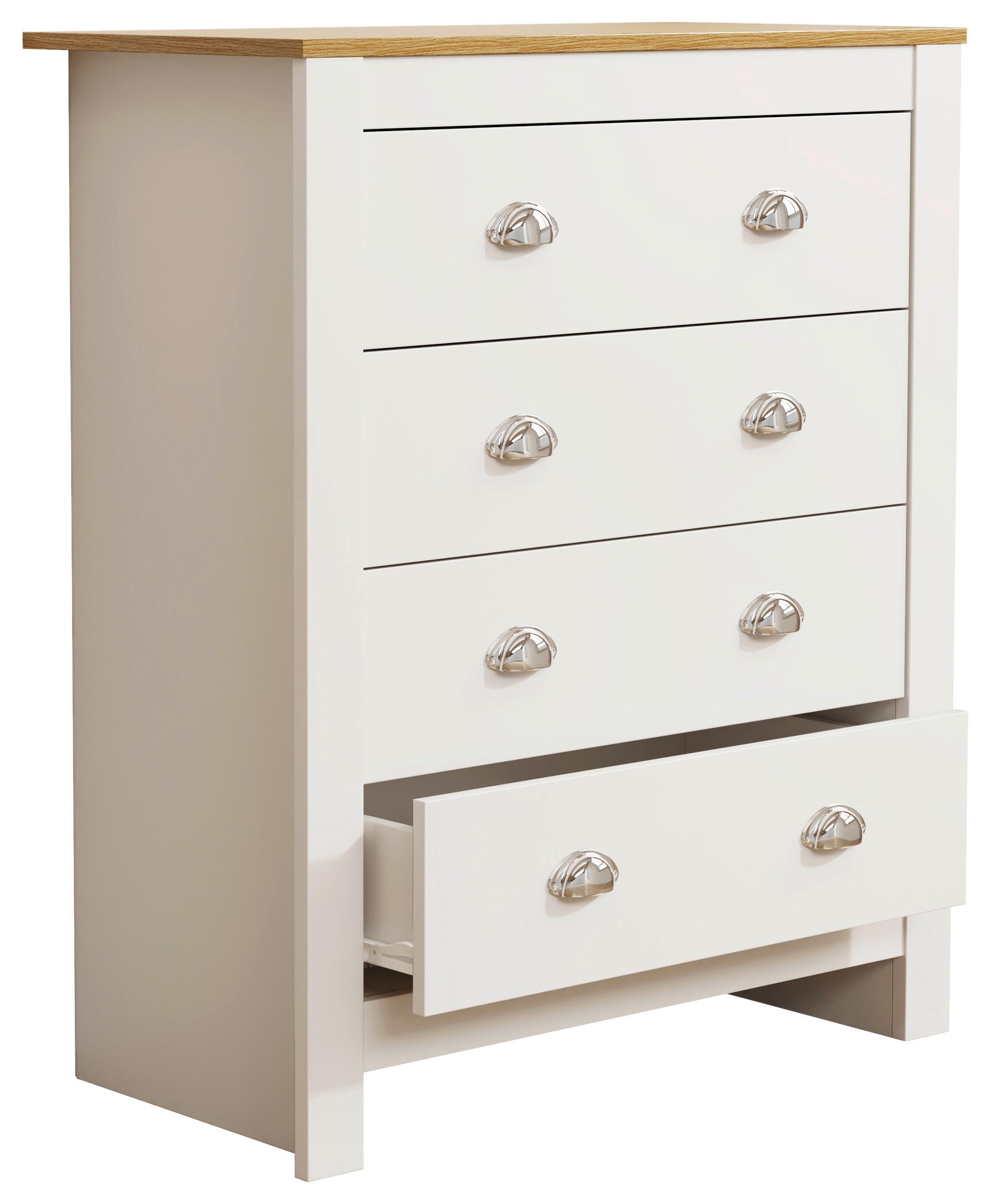 Kommode Balusa Weiß, Eiche Dekor B: 79 cm - Honigeiche/Weiß, LIFESTYLE, Holzwerkstoff (79/95/39,5cm) - MID.YOU