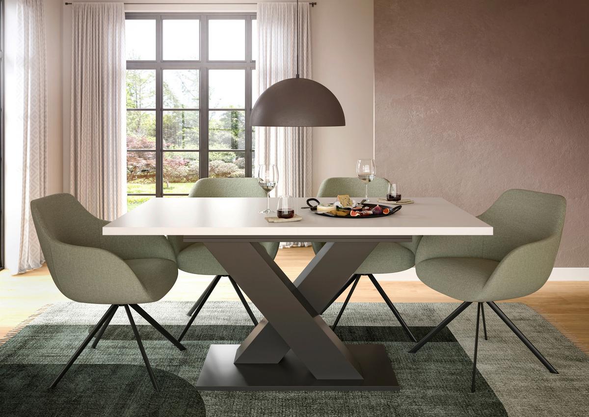 Ausziehtisch Marlon 150 Az Grau/weiß Auf 190cm Ausziehbar - Weiß/Grau, Trend, Holzwerkstoff (150-190/90/75cm)