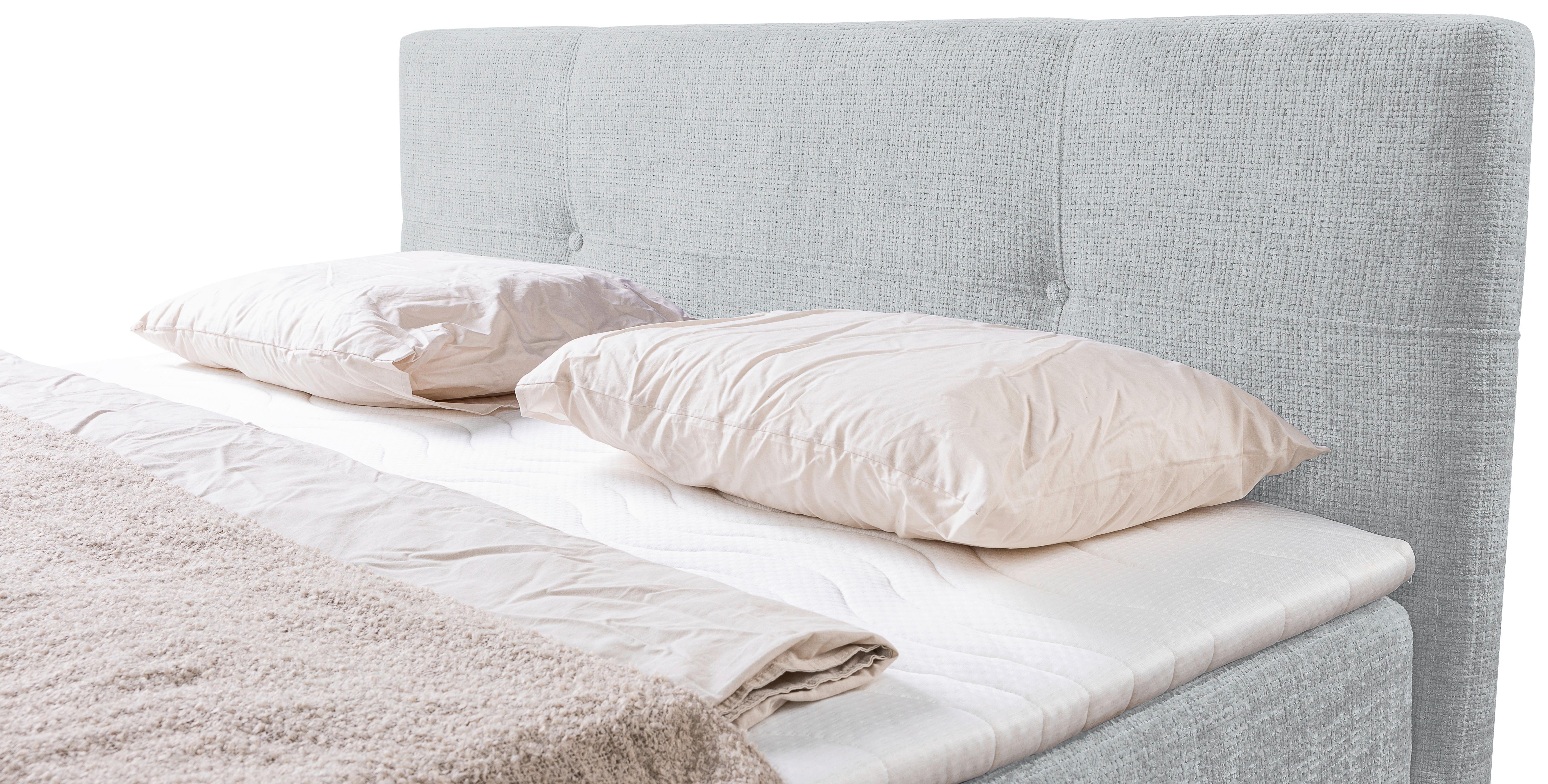 Boxbett mit Bettkasten Haga Hellgrau 180x200 cm - Hellgrau/Schwarz, MODERN, Holz/Kunststoff (180/200cm) - MID.YOU