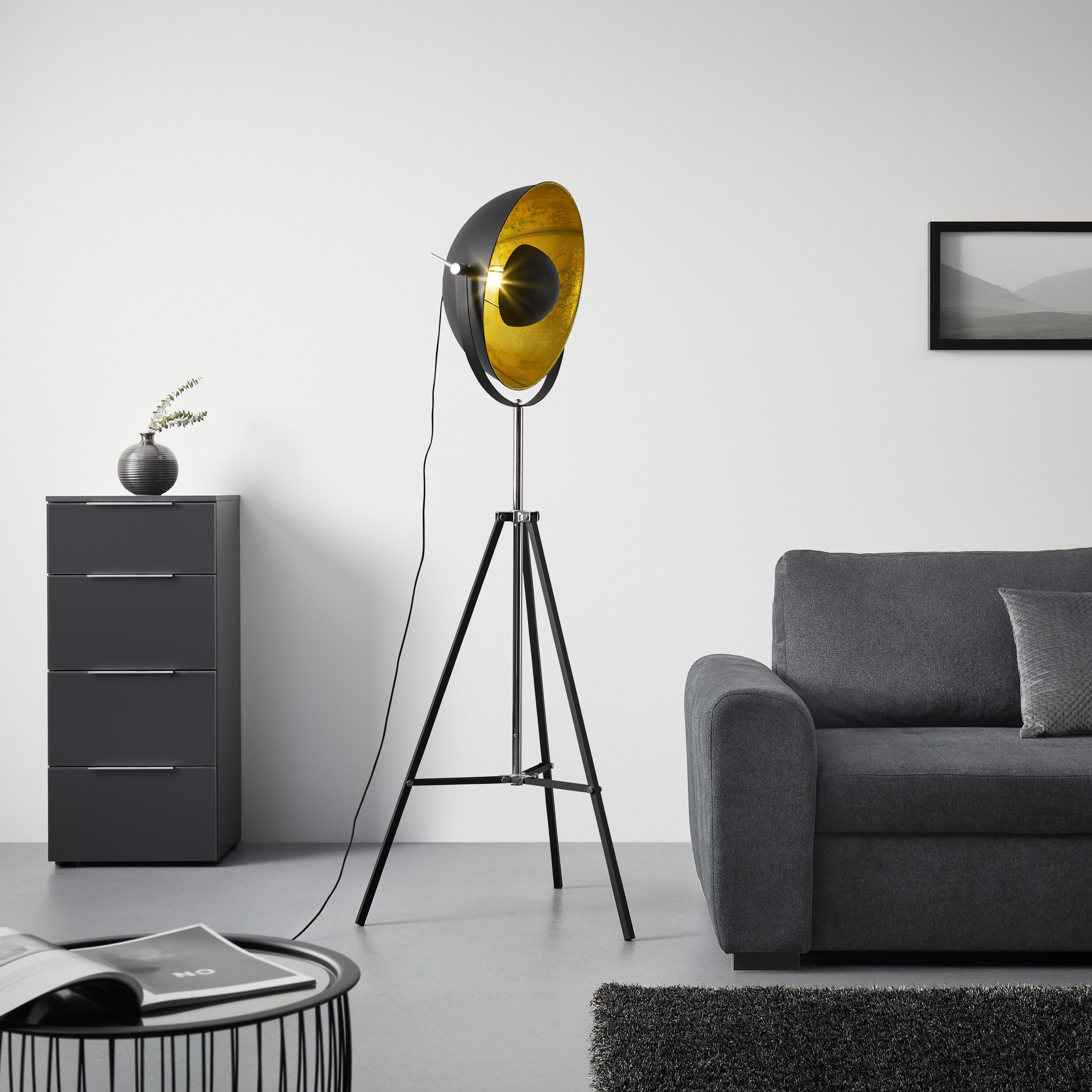 Stojací Lampa Jule V: 176cm, 60 Watt - černá/barvy zlata, Lifestyle, kov (50/176cm) - Modern Living