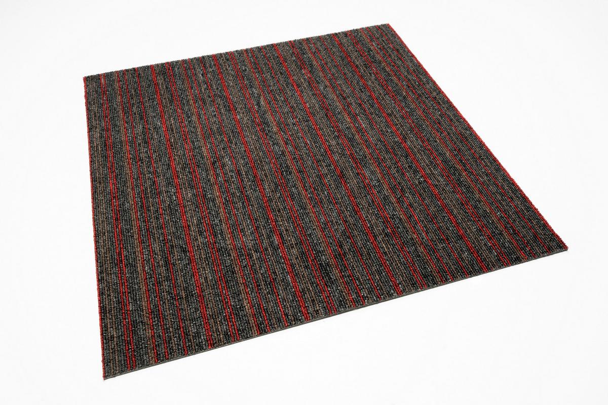 Teppichfliese Grau/Rot Astra 50x50 cm Florhöhe 3 mm - Rot/Grau, Basics, Textil (50/50cm)