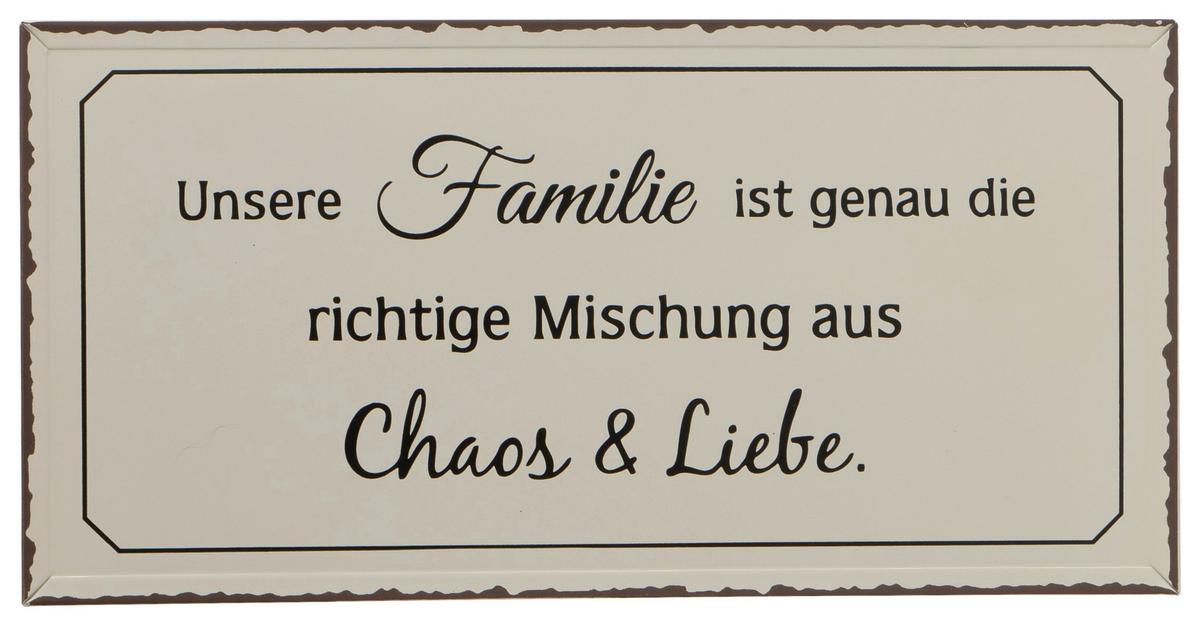 Metallbild Familie Versch. Sprüche 40x20 cm - Schwarz/Weiß, Basics, Metall (40/20cm)