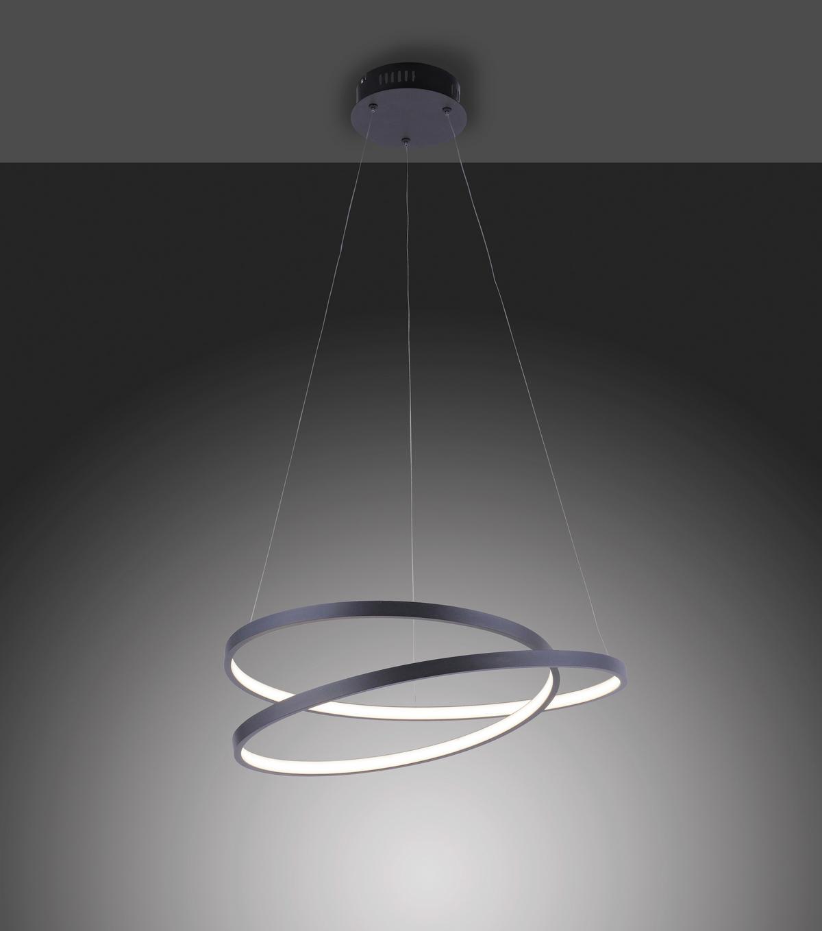 Led-hängeleuchte Roman H: 120 Cm 1-Flammig Dimmbar - Schwarz, Design, Kunststoff/Metall (60/60/100cm) - Paul Neuhaus
