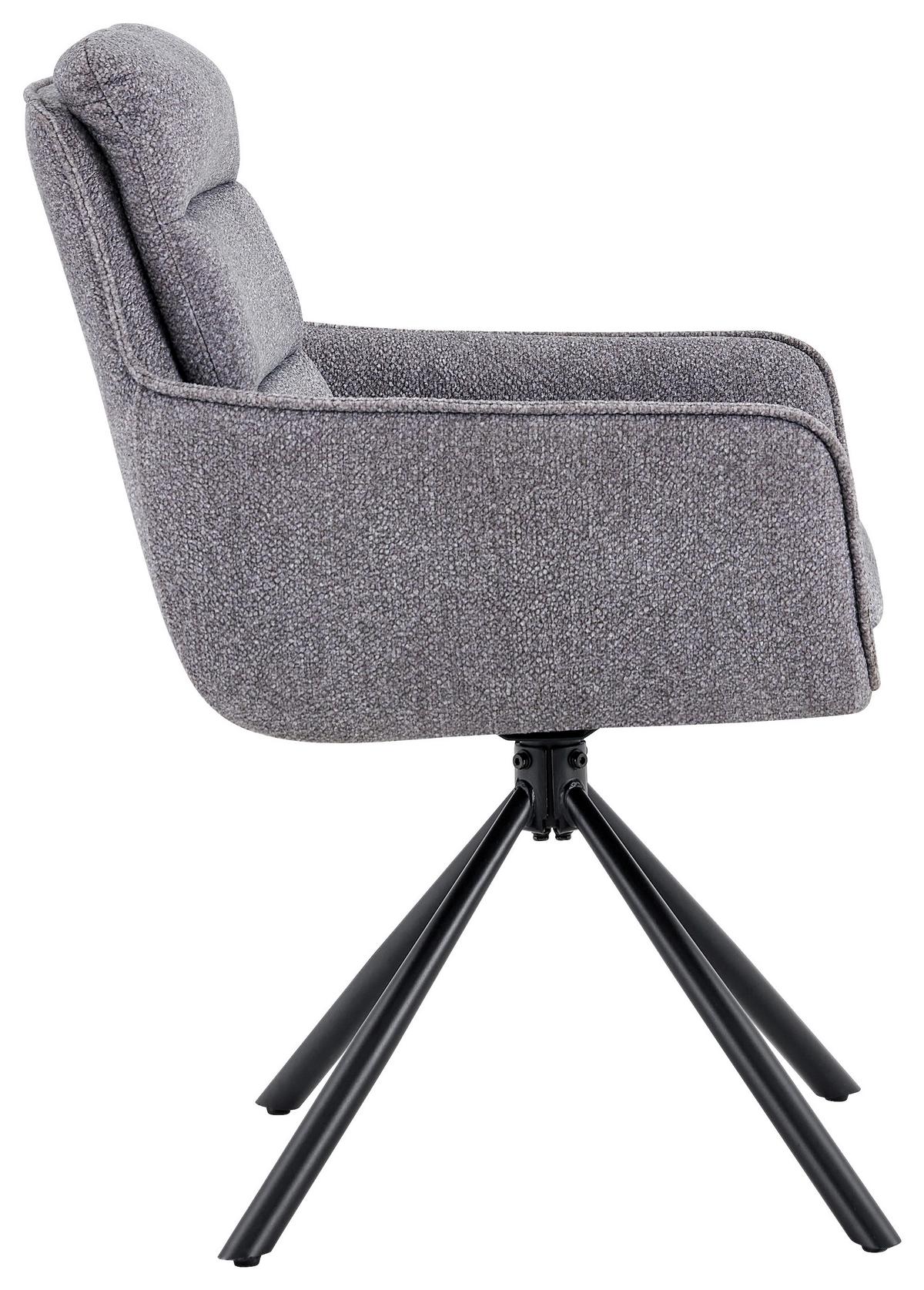 Armlehnstuhl Luce Grau/Schwarz B: 60 cm - Schwarz/Grau, MODERN, Textil/Metall (60/89/67cm) - MID.YOU