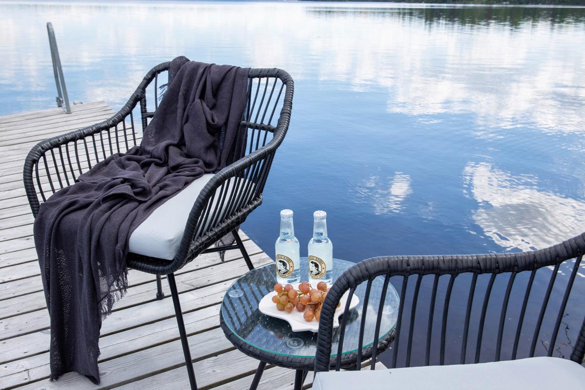 Balkonset Viga - Schwarz, KONVENTIONELL, Kunststoff/Metall - Gardenson