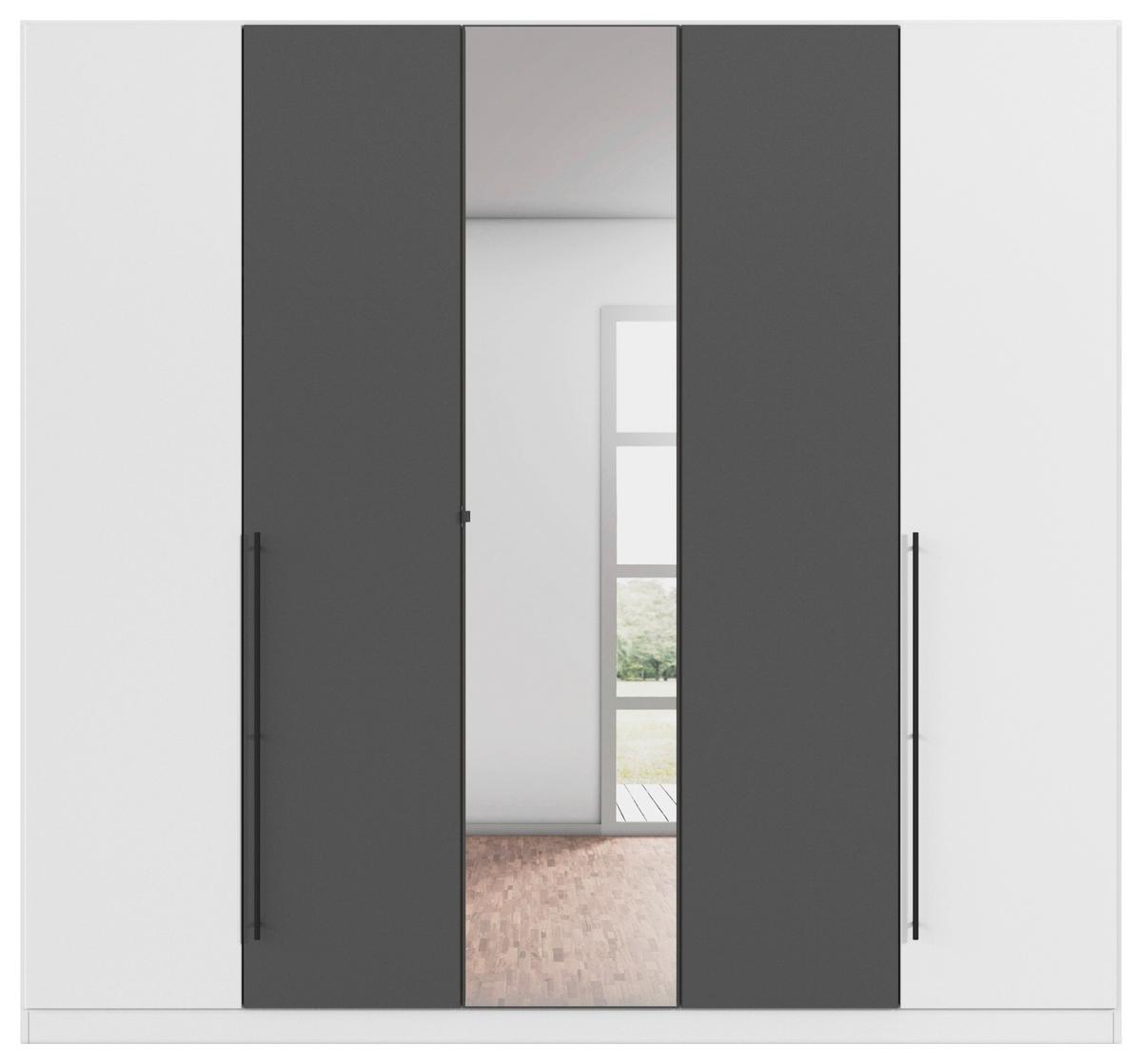 Kleiderschrank Safari B: 226 cm - Weiß/Grau, KONVENTIONELL, Holzwerkstoff (226/229/54cm)
