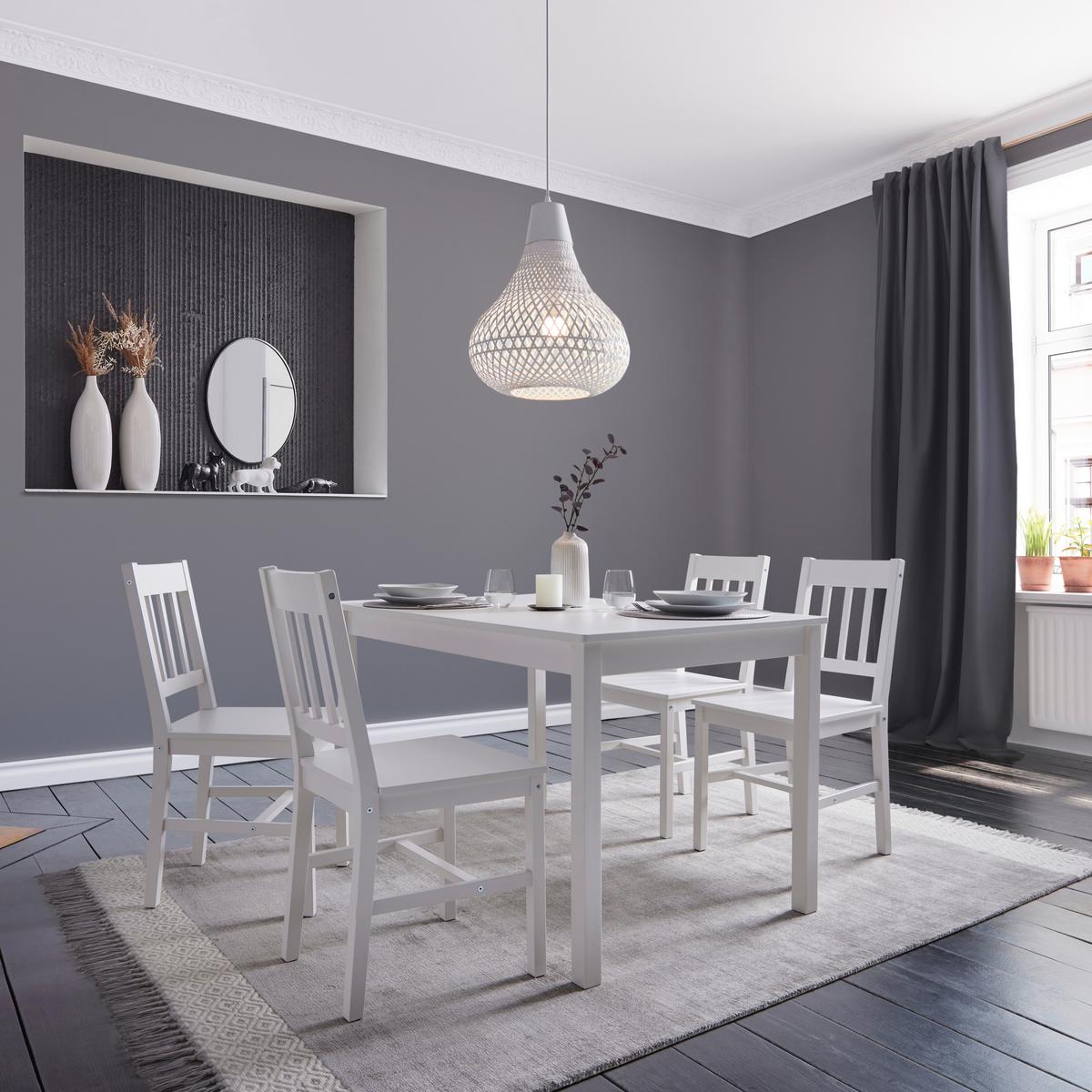 Stolová súprava AMIRA biela - biela, Modern, drevo (118/43/75/40.5/73/86cm) - Bessagi Home