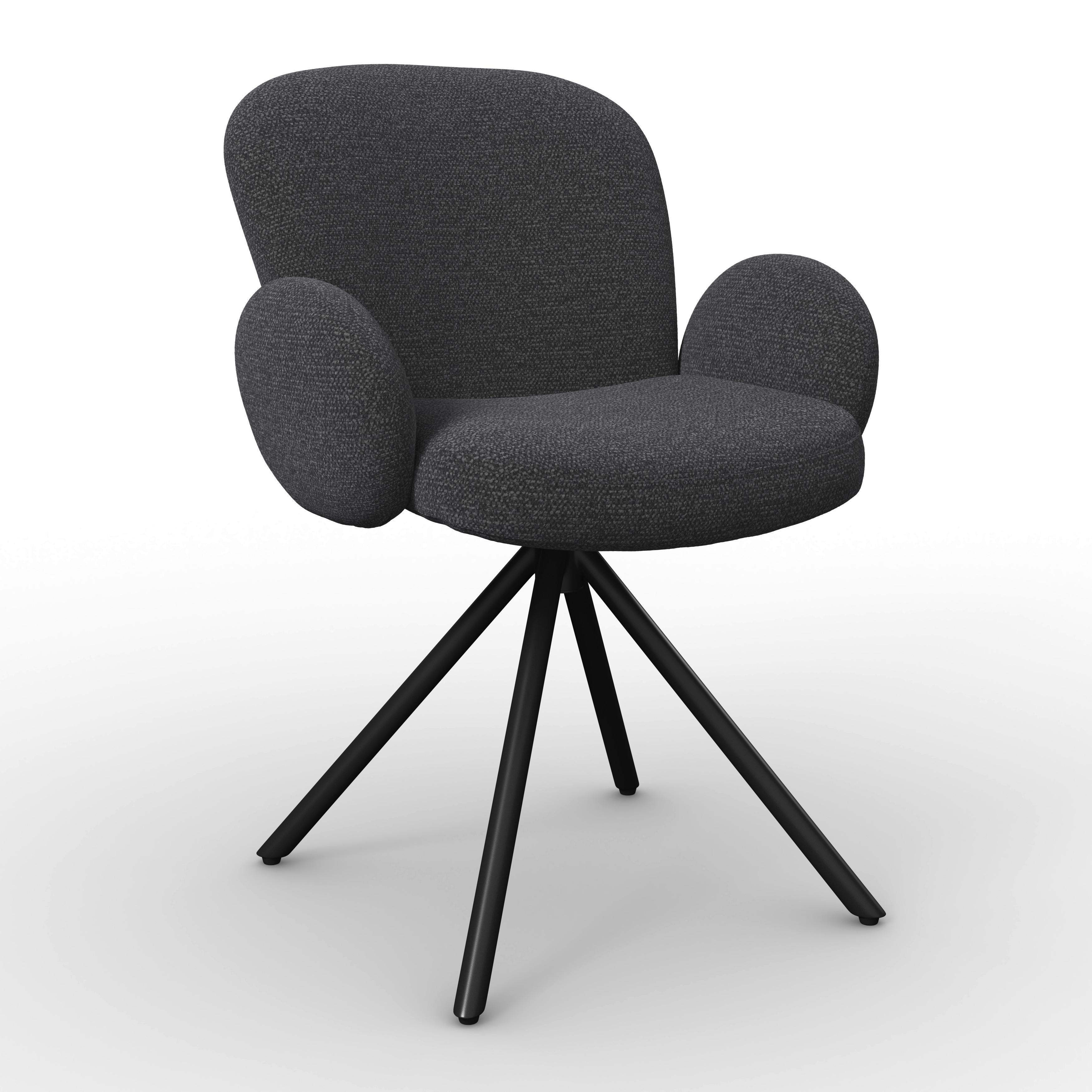 Židle Josea s područkami, šedá - černá/tmavě šedá, Moderní, kov/dřevo (64/85/63cm) - Bessagi Home
