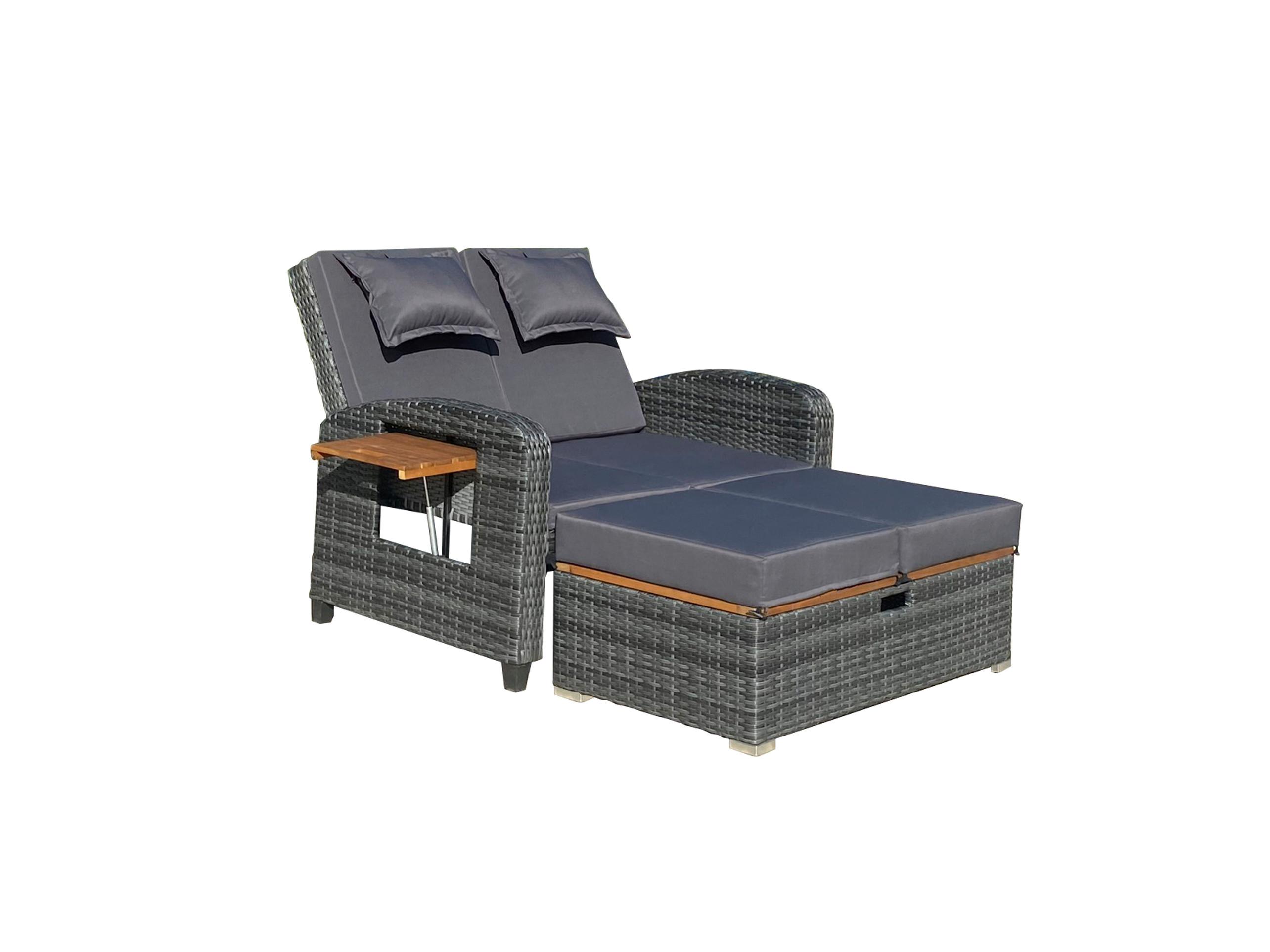 Loungegarnitur Bari - Dunkelgrau/Anthrazit, Basics, Holz/Kunststoff (116/95/118cm) - Gardenson