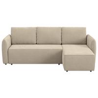 Ecksofa mit Bettfunktion Flow Cord braun, B: 239cm - Hellbraun/Schwarz, Trend, Textil (239/170cm) - MID.YOU