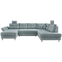 Wohnlandschaft mit Schlaffunktion, Hellblau - Naturfarben/Hellblau, MODERN, Textil (176/338-352/206cm) - Livetastic