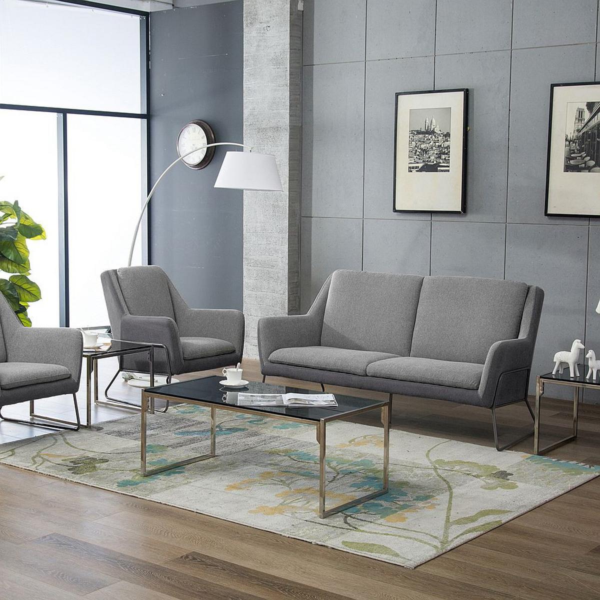 3-sitzer-sofa Lagun Hellgrau/dunkelgrau - Dunkelgrau/Hellgrau, MODERN, Textil (174/97/84cm) - MID.YOU