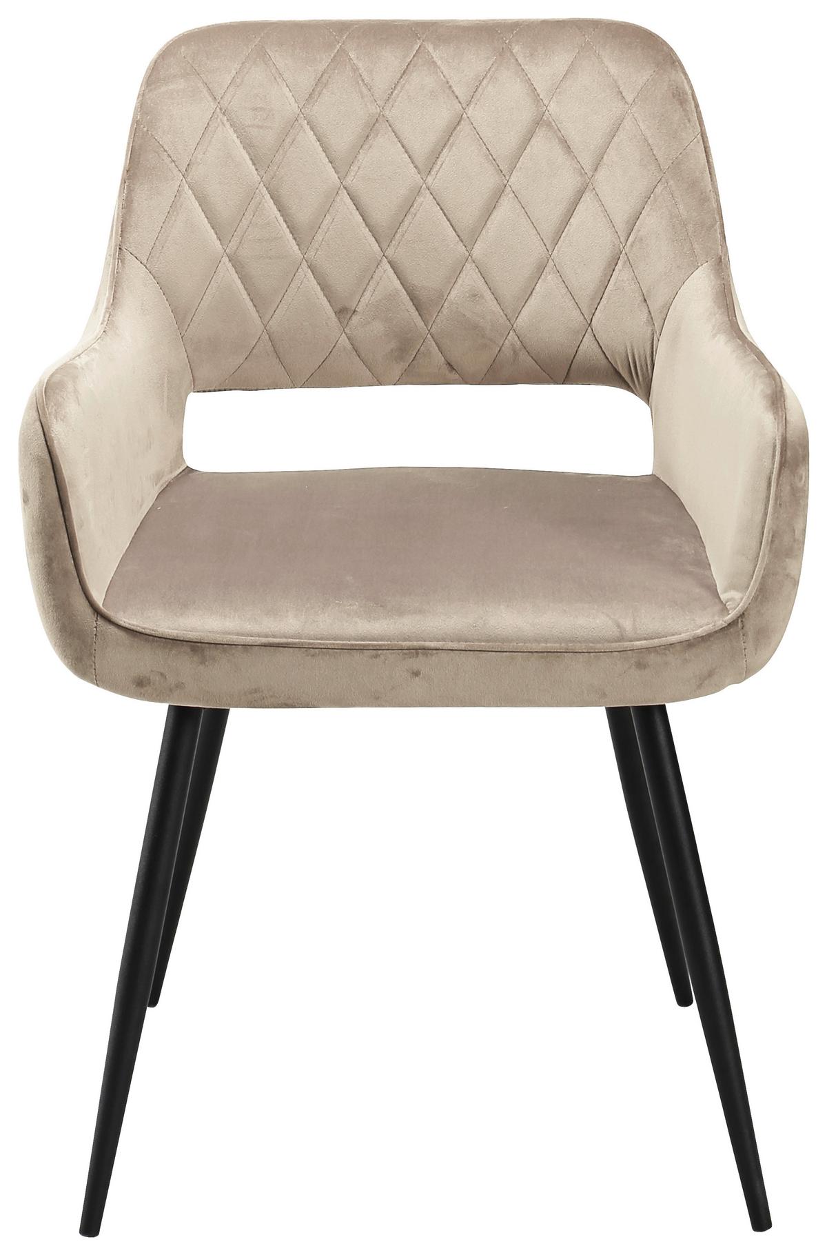 Židle s područkami béžová - černá/béžová, Moderní, kov/dřevo (55/79/59cm) - Mömax