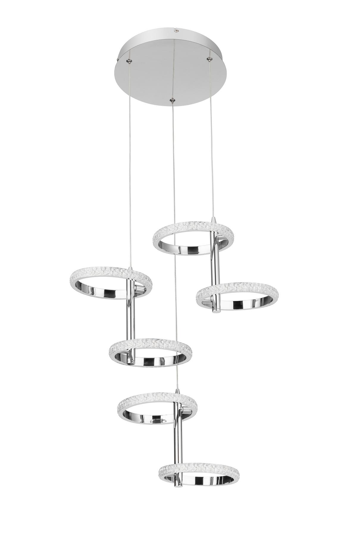 LED-Hängeleuchte Rong - Chromfarben, MODERN, Kunststoff/Metall (45,5/120cm)