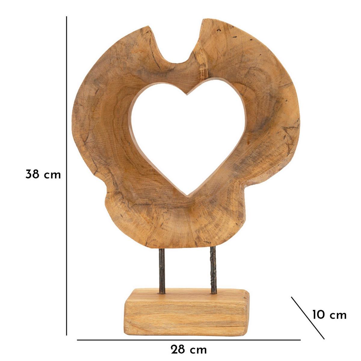 Skulptur Hasi Teak Braun, B: 28 cm - Braun, Basics, Holz (28/38/10cm)