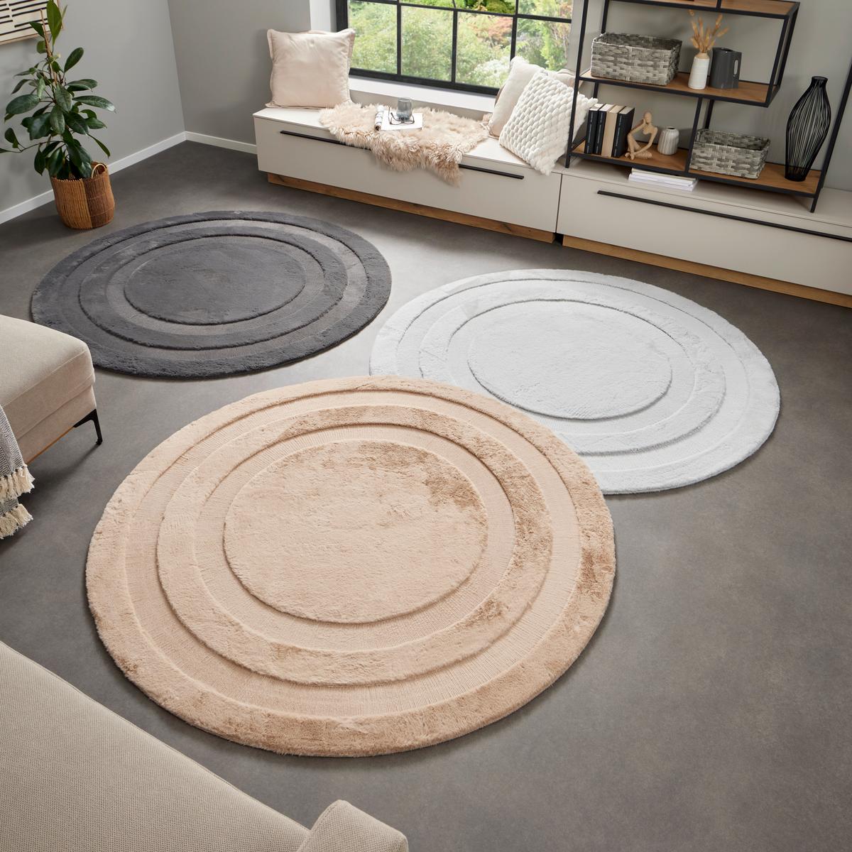 Szörme Szőnyeg Oscar Átmérő Kb. 160cm - bézs, Modern, textil (160cm) - Luca Bessoni