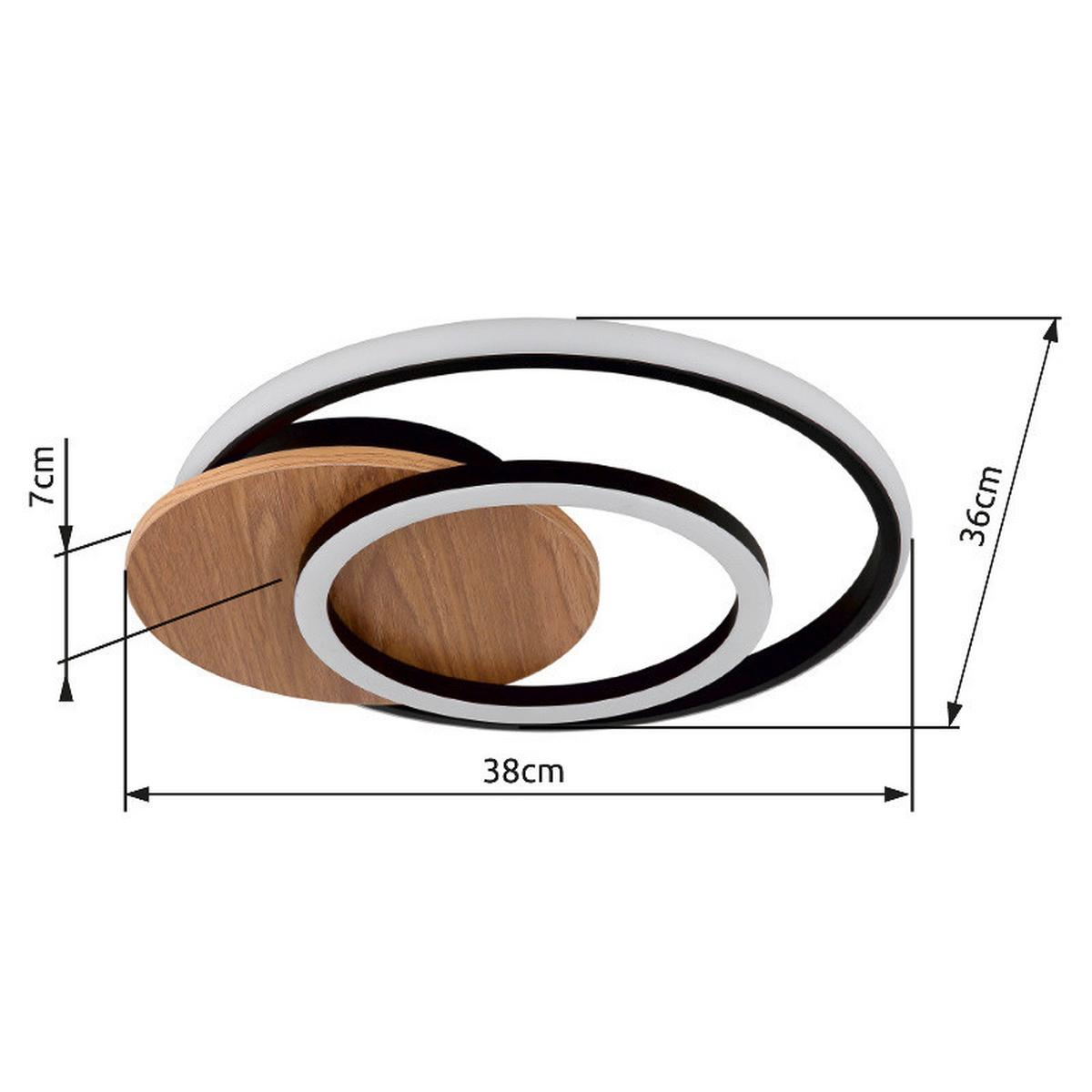 LED-Deckenleuchte 67331-24 Julio - Dunkelbraun/Opal, Natur, Holzwerkstoff/Kunststoff (38/36/6,5cm) - Globo