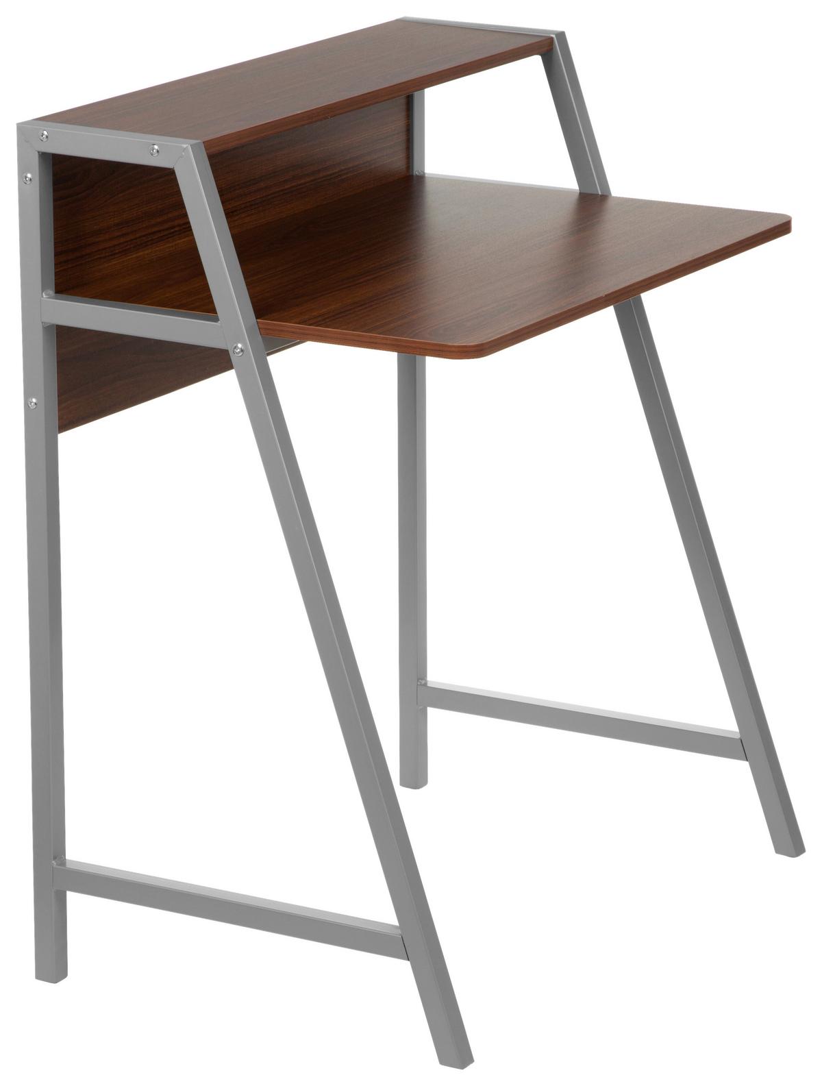Schreibtisch Dumont Silberfarben/Wallnussfarben - Silberfarben/Walnussfarben, MODERN, Holzwerkstoff/Metall (78/89/51cm) - MID.YOU