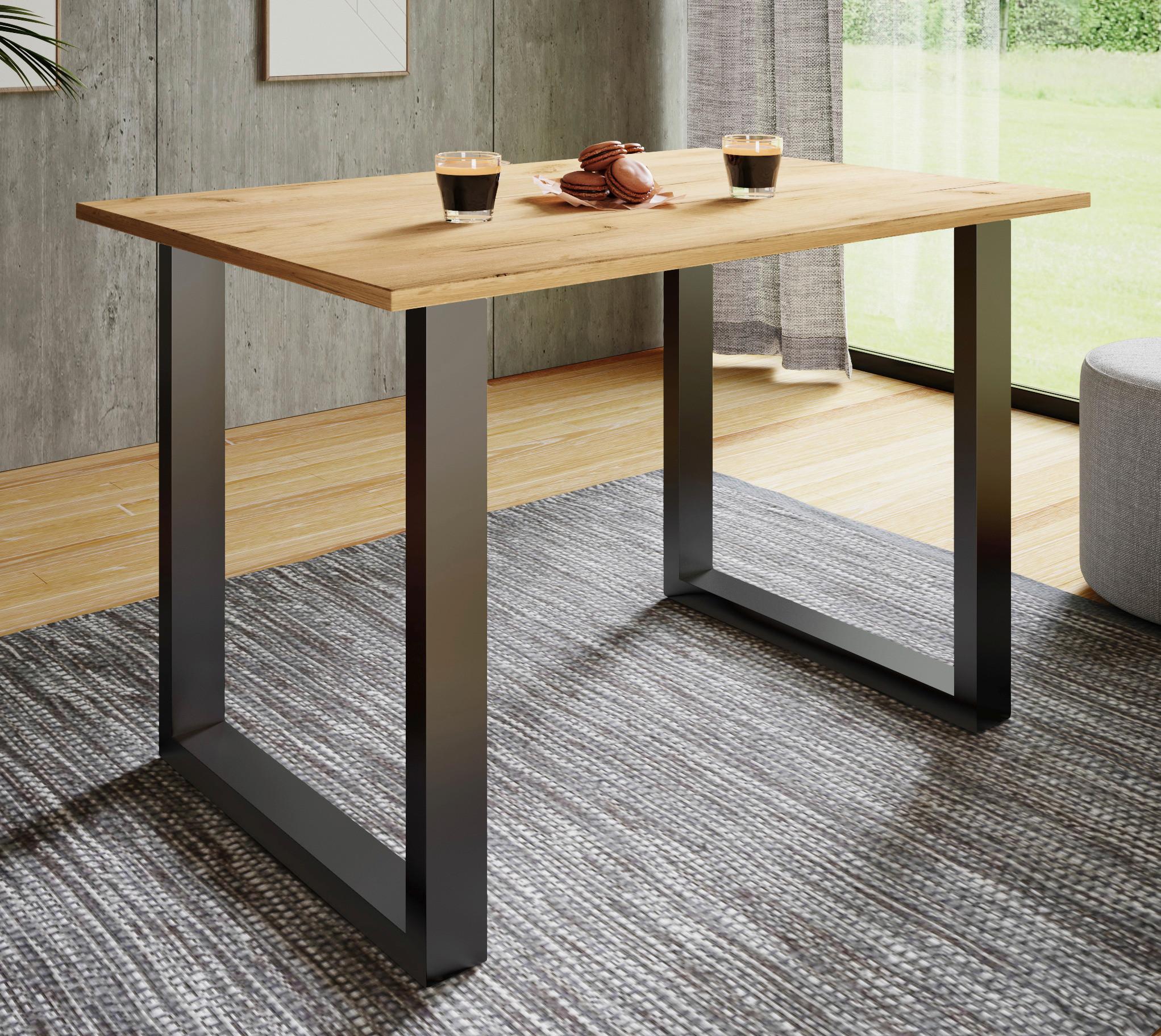 Esstisch Xona Schwarz/Honigeiche - Honigeiche/Schwarz, Design, Holzwerkstoff/Metall (80/50/76cm) - MID.YOU