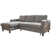 Sedačka MELANIE S, ľavá, sivá, úl.priestor a lôžko - čierna/sivá, drevo/textil (148/228cm) - MID.YOU