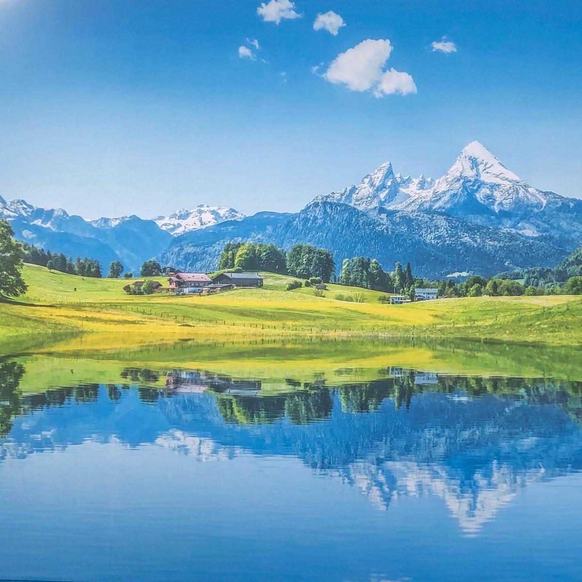 Seitenmarkise 300x160 cm Bunt Bergseemotiv ausziehbar - Silberfarben, Basics, Kunststoff/Metall (300/160/9cm)