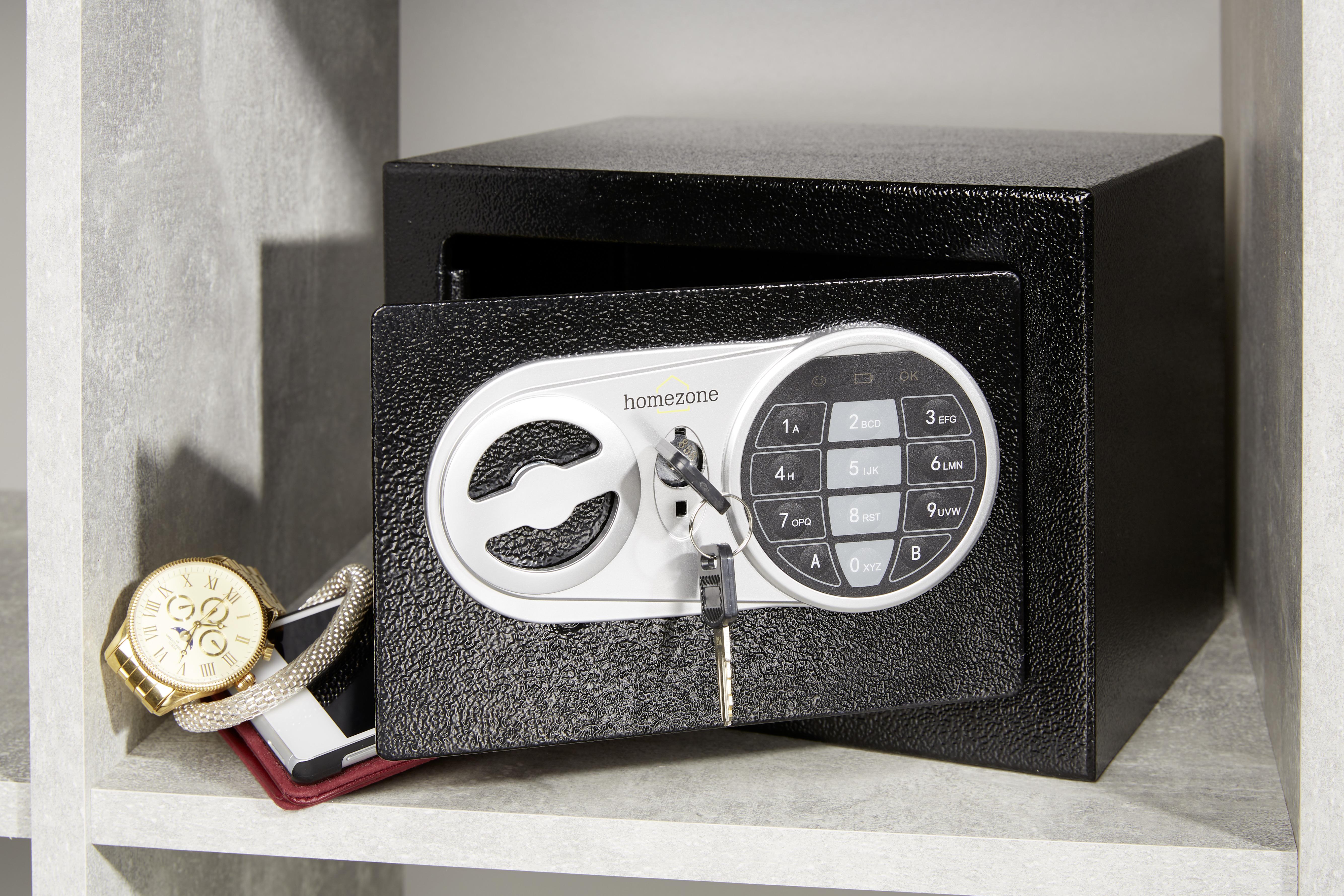 Möbeltresor Mini Elektronikschloss, Ca. 4,6 L - Silberfarben/Schwarz, Metall (17/17/23cm) - Homezone