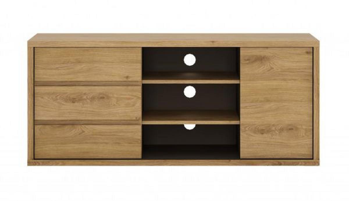 TV-Element Shetland Eichefarben/Grau B: 136 cm - Eichefarben/Schwarz, MODERN, Holzwerkstoff (136/59/40cm)