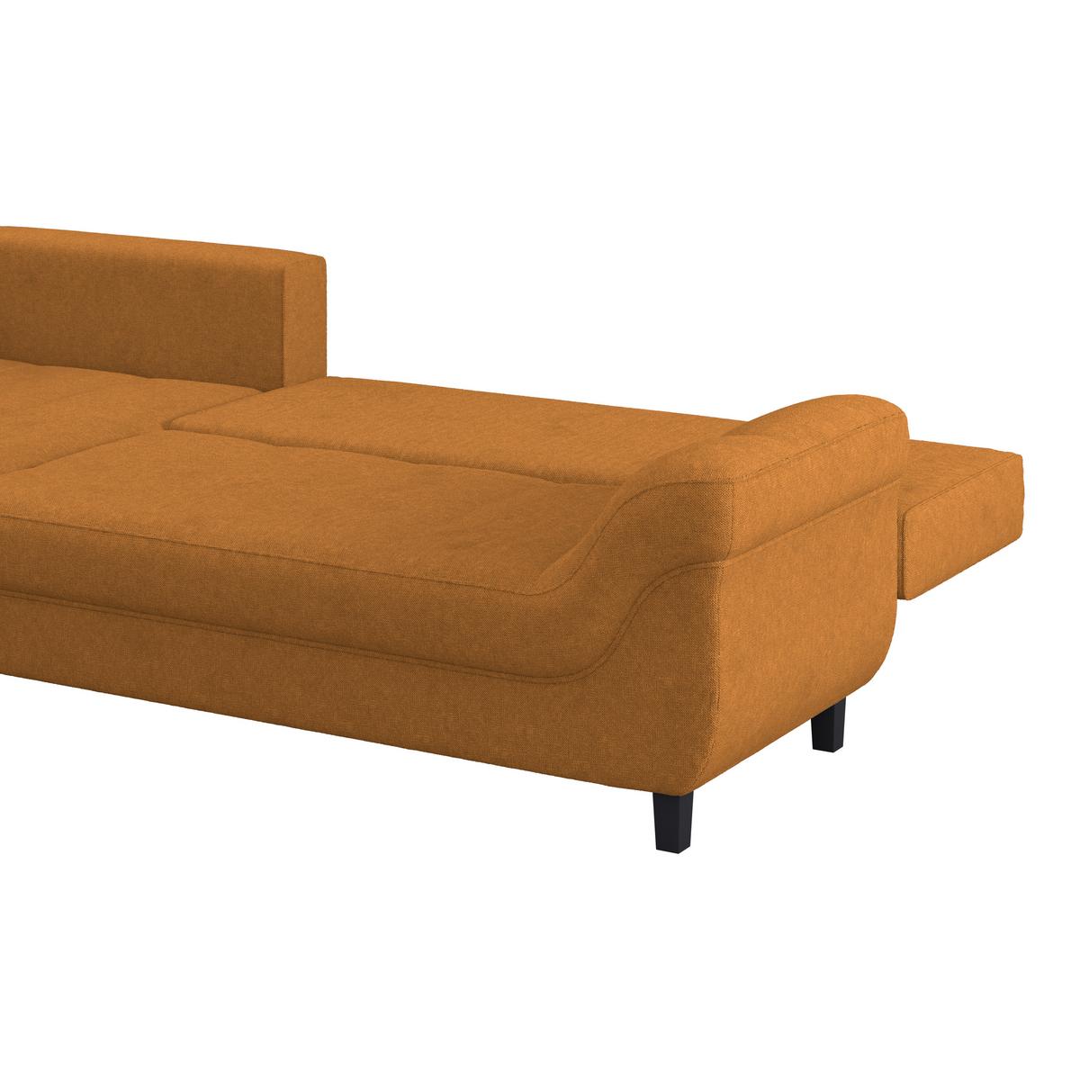 Ecksofa Mendoza - Schwarz/Orange, Design, Textil (197/309cm) - Ondega