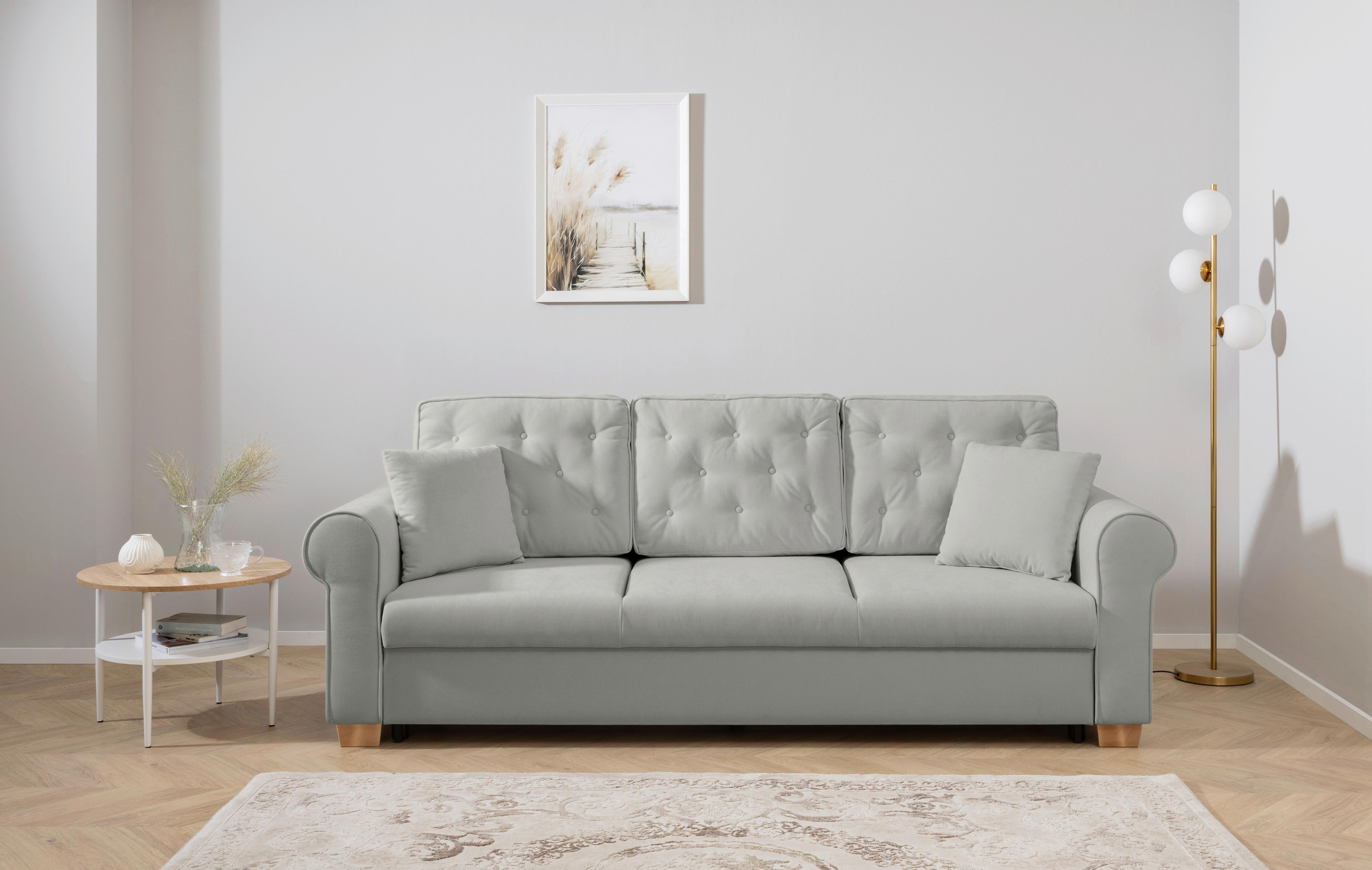 Schlafsofa Arles, Grau 90 B: 240 cm - Buchefarben/Grau, Design, Textil (240/94/98cm) - MID.YOU
