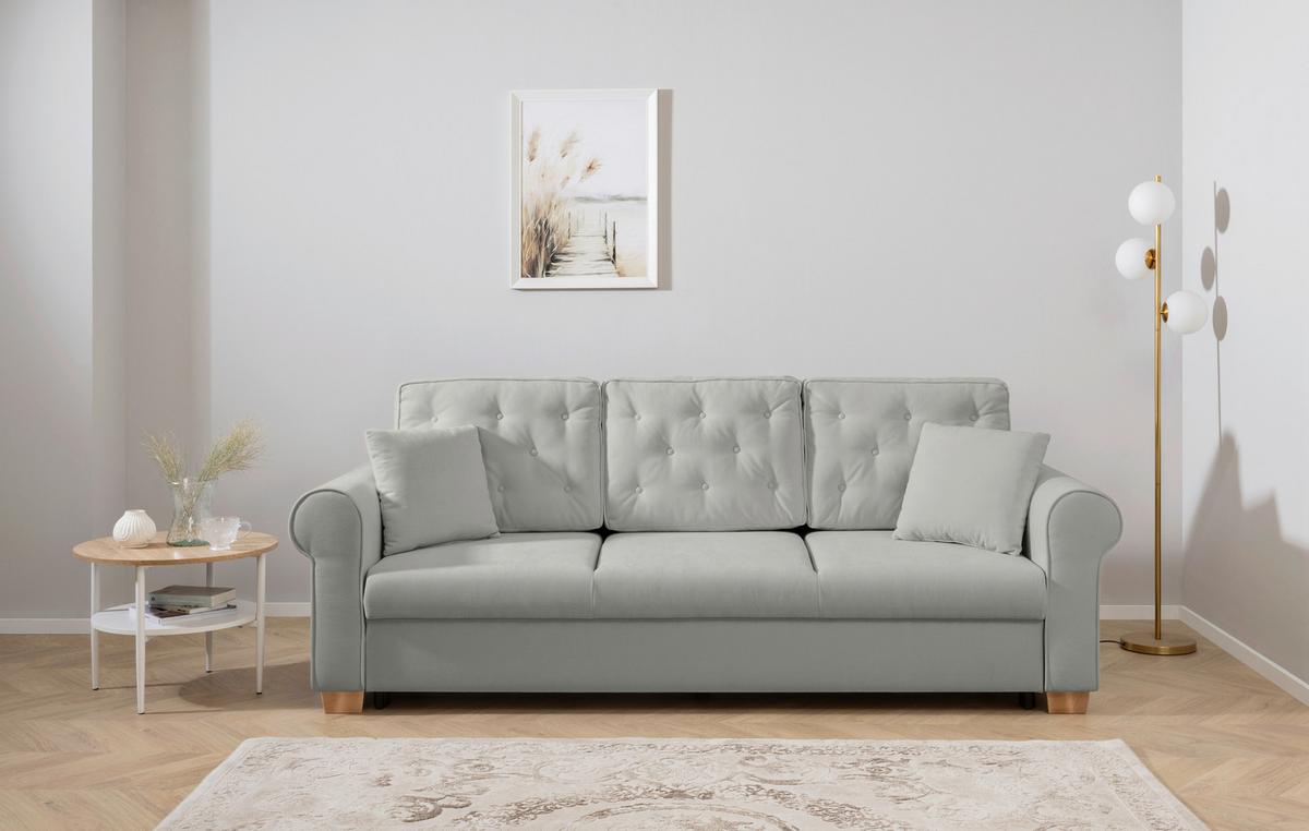 Schlafsofa Arles, Grau 90 B: 240 Cm - Buchefarben/Grau, Design, Textil (240/94/98cm) - MID.YOU