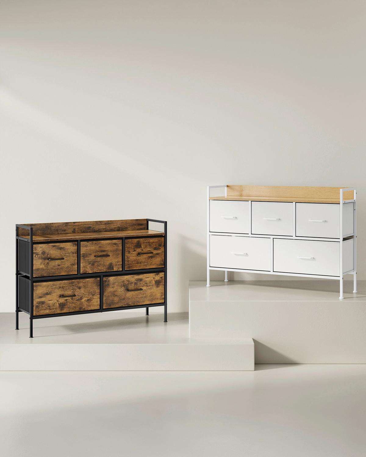 KOMMODE Schwarz, Braun B: 98,2cm - Schwarz/Braun, Basics, Holzwerkstoff/Textil (98,2/70/29cm)