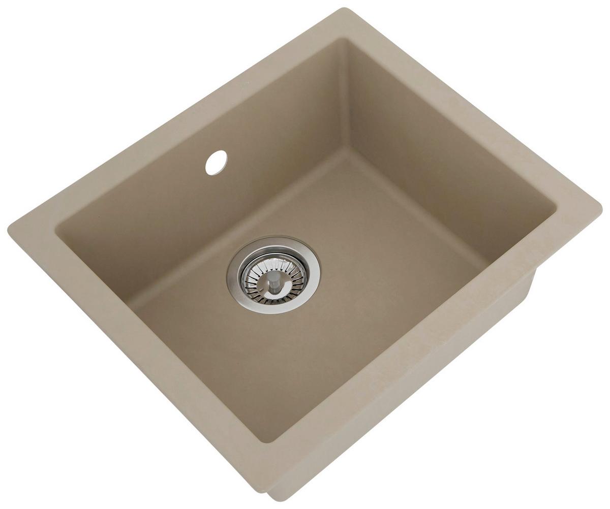 Spüle Respekta Ohio Kunststein Bxt: 50x44 Cm - Beige, Trend, Glas/Kunststoff (50/19/44cm) - Respekta