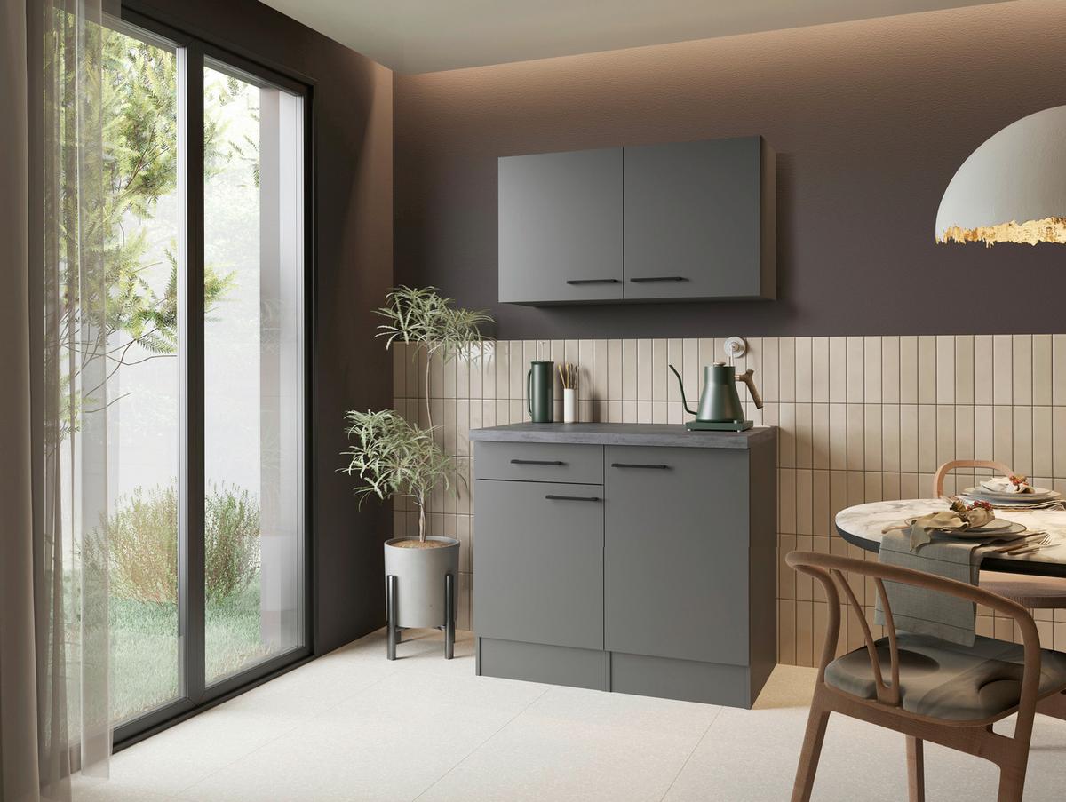 BUFFET Oliver, Grau B: 100 cm - Grau, Trend, Holzwerkstoff (100/200/60cm) - Respekta