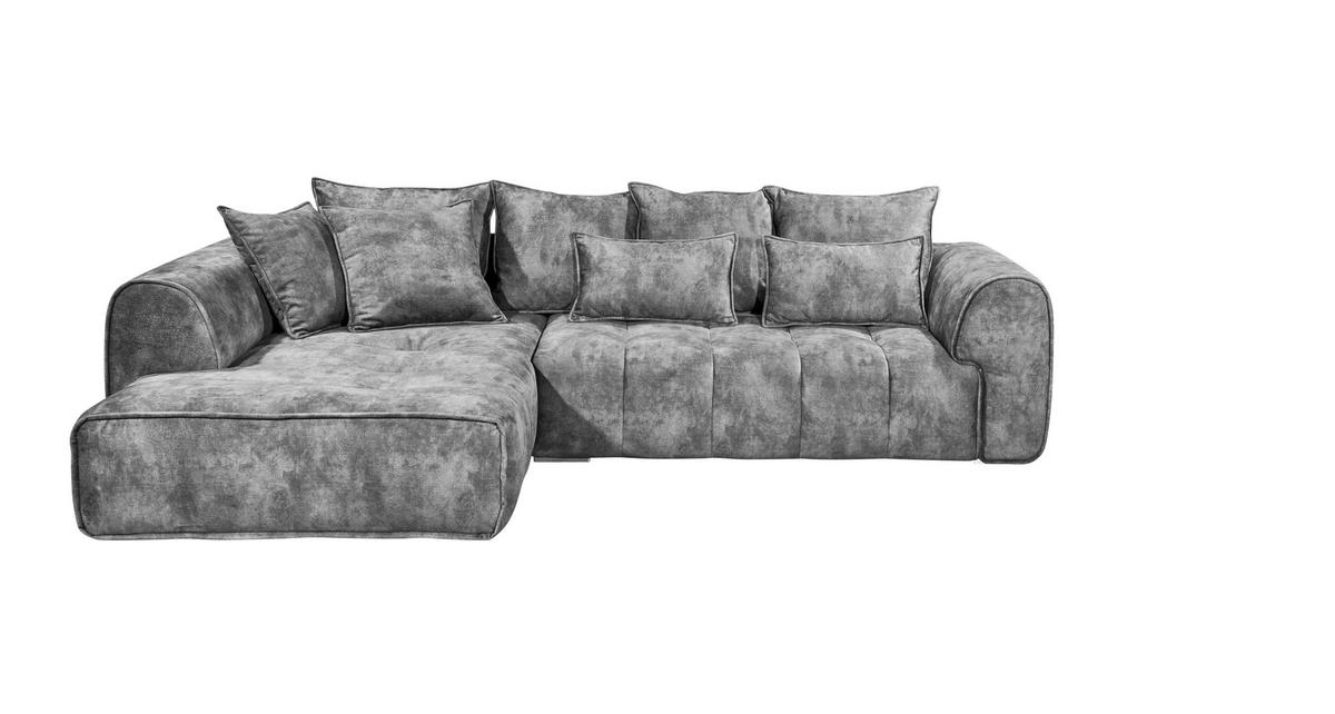 Ecksofa London Grau S: 197/320 cm - Silberfarben/Grau, MODERN, Textil (197/320cm) - MID.YOU