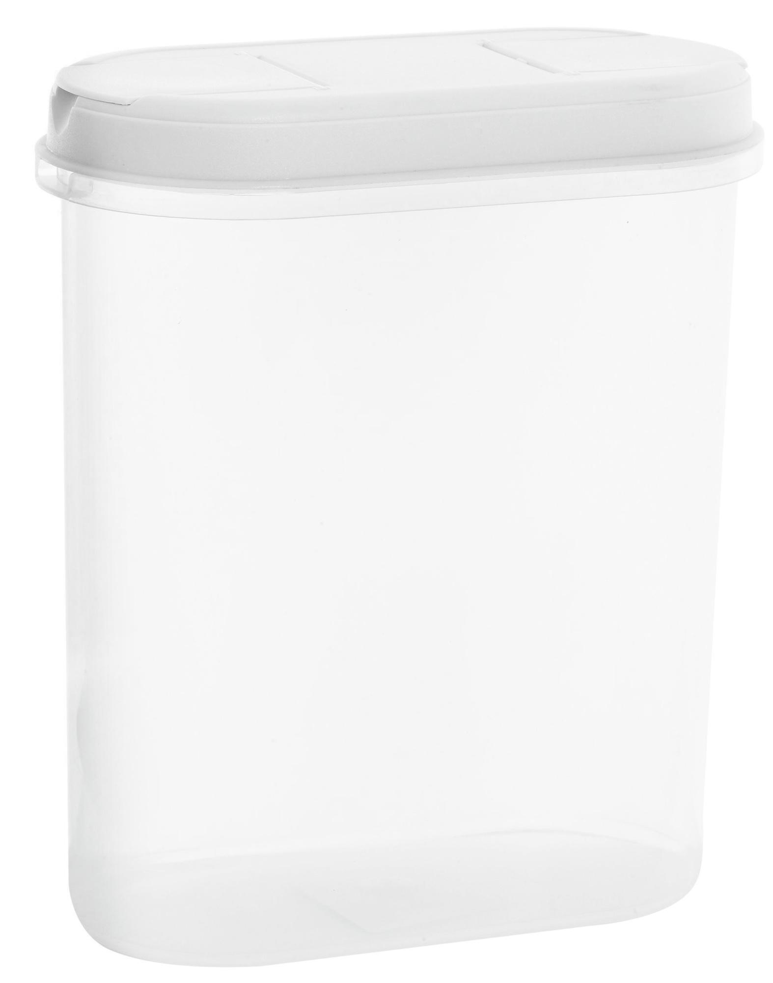 Schüttdose Lara ca. 2,2 Liter, Spülmaschinengeeignet - Transparent/Weiß, KONVENTIONELL, Kunststoff (9,4/18,7/21,7cm) - Plast Team
