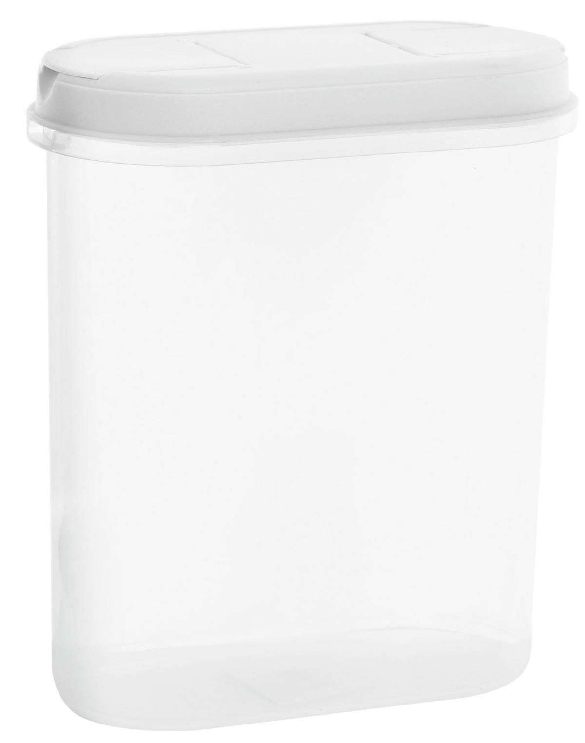 Schüttdose Lara ca. 2,2 Liter, Spülmaschinengeeignet - Transparent/Weiß, KONVENTIONELL, Kunststoff (9,4/18,7/21,7cm) - Plast Team