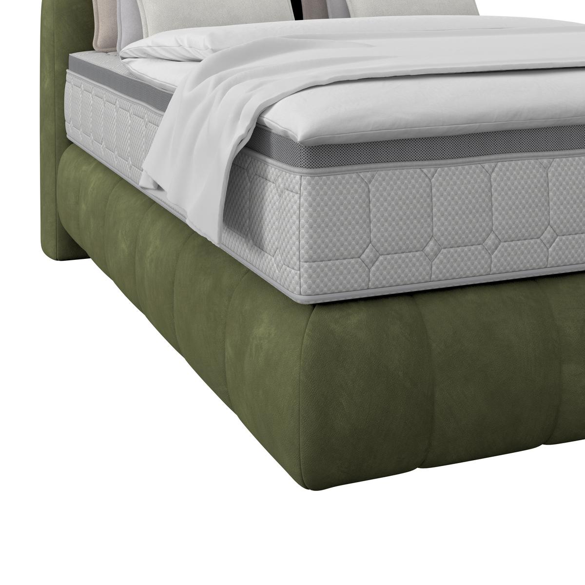 Boxspringbett Nobu Dunkelgrün, Lf: 140x200 cm - Dunkelgrün/Schwarz, Trend, Holz/Textil (140/200cm)