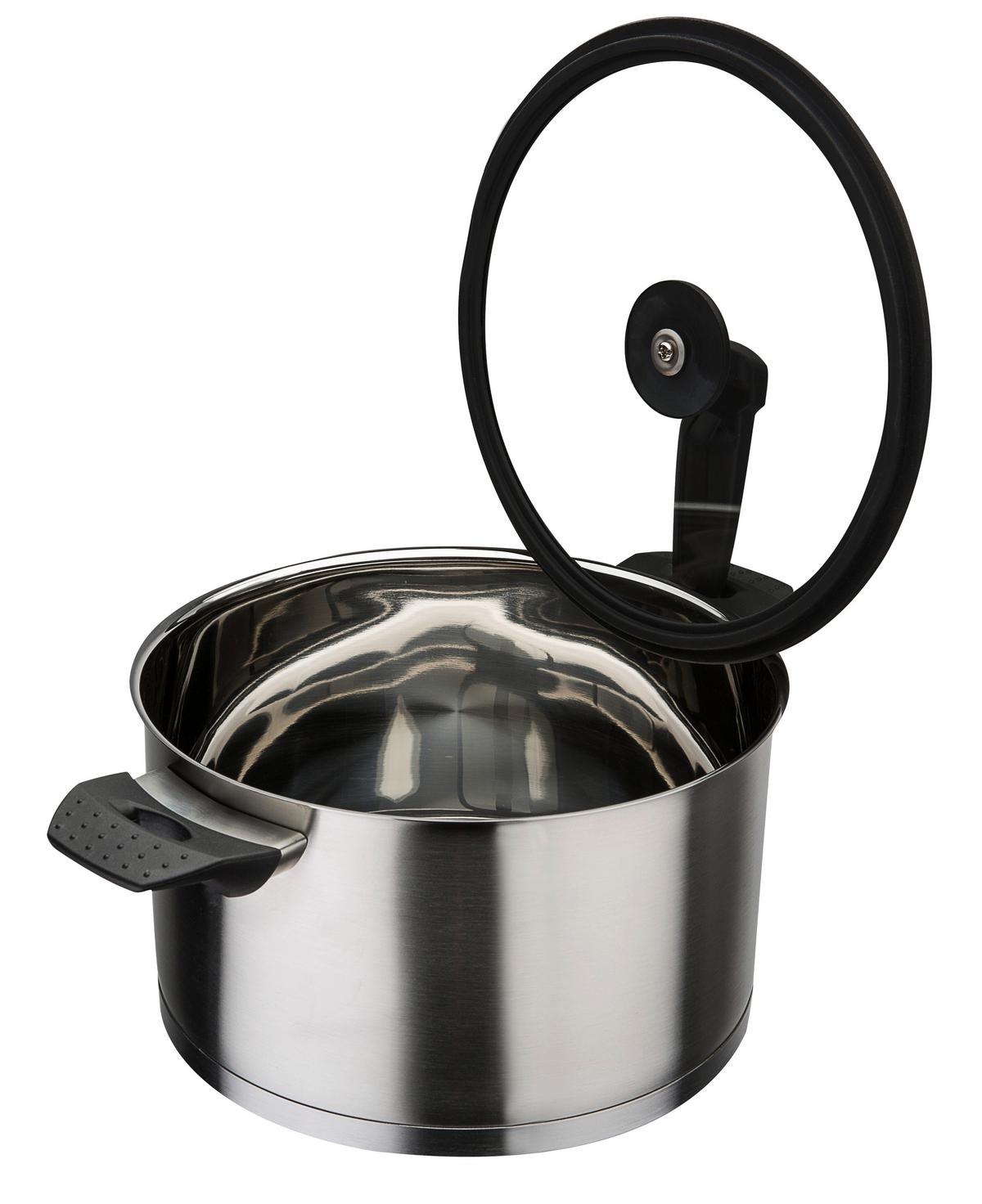 Kochtopfset Edelstahlfarben - Klar/Edelstahlfarben, Basics, Glas/Metall - GSW