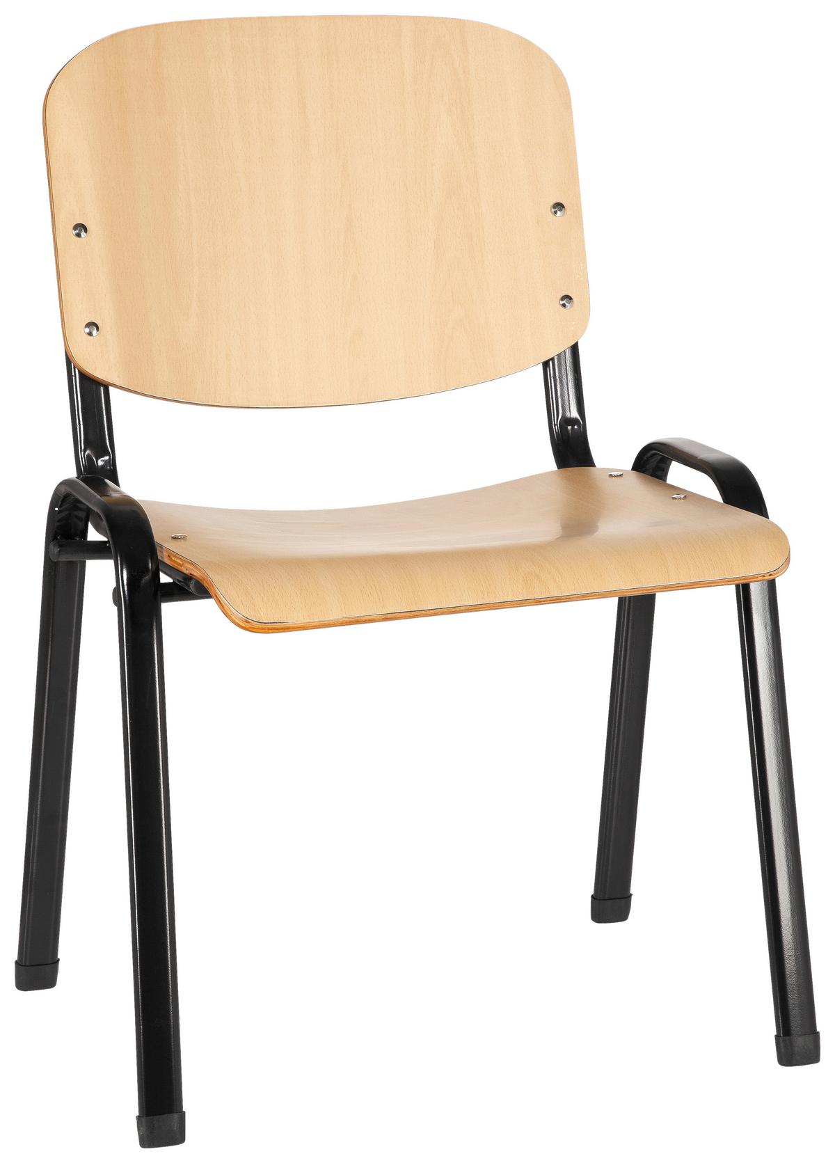 Besucherstuhl Xt 600 Stapelbar Schwarz/buche Bis 100 Kg - Buchefarben/Schwarz, Basics, Holz/Metall (58/81/48cm) - MID.YOU