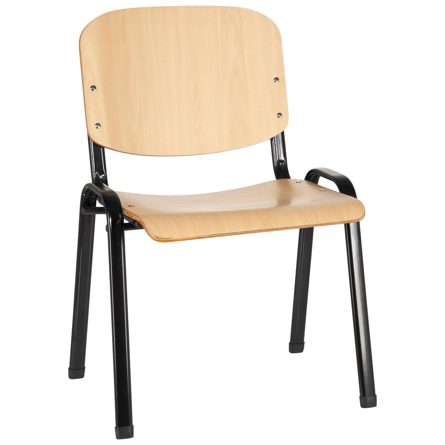 Besucherstuhl XT 600 stapelbar Schwarz/Buche bis 100 kg Schwarz, Buchefarben 58x81x48 cm