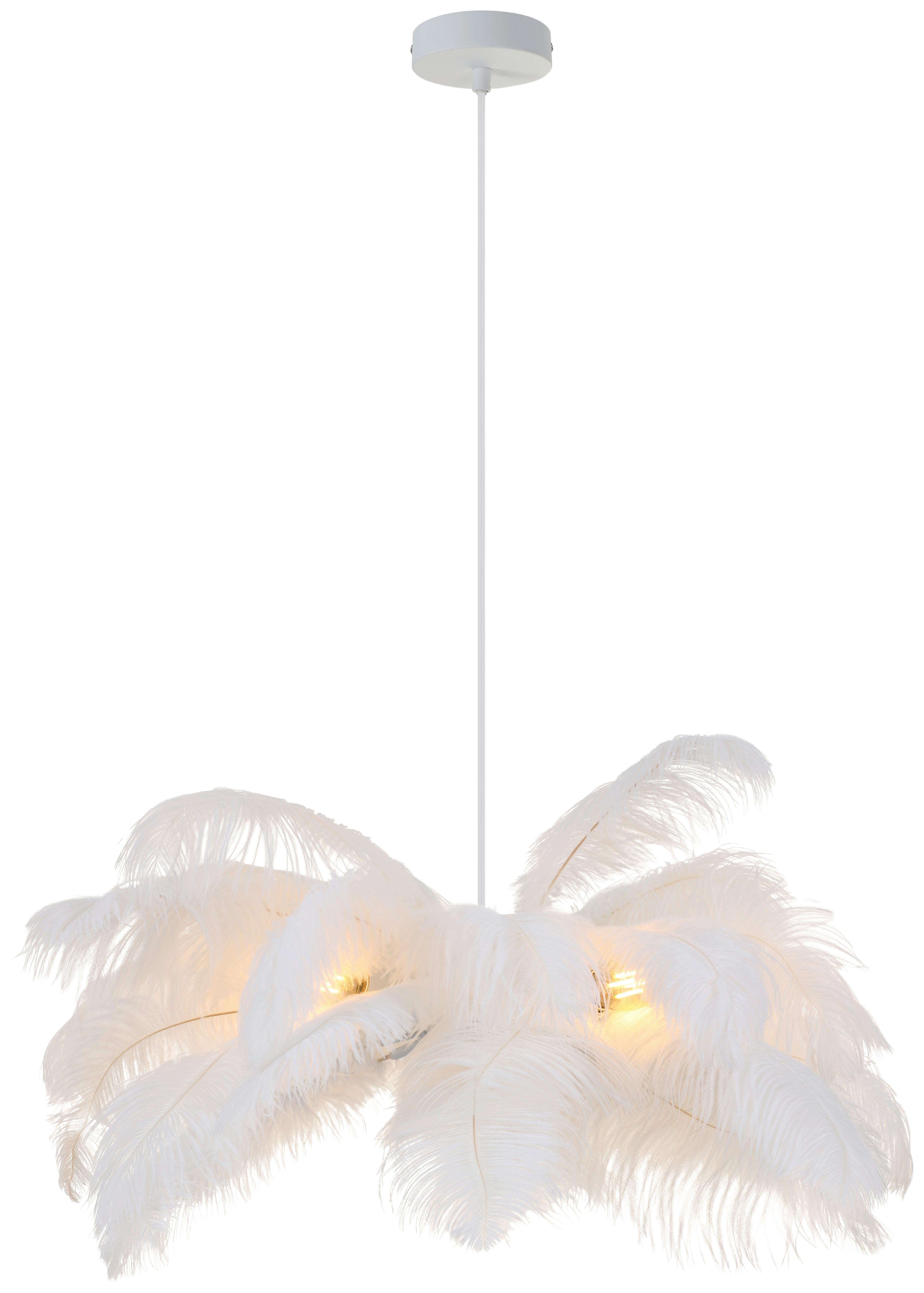 Hängeleuchte Fedi - Weiß, MODERN, Textil/Metall (55/120cm)