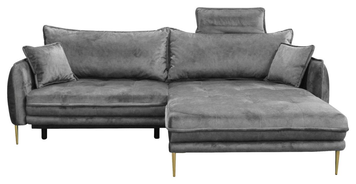 Ecksofa Whisper Grau S: 264x196 cm - Goldfarben/Grau, Design, Textil (264/196cm) - MID.YOU