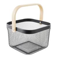 Univerzální košík BETTY - černá, Moderní, kov/dřevo (26.8/25.5/17.5cm) - Mömax