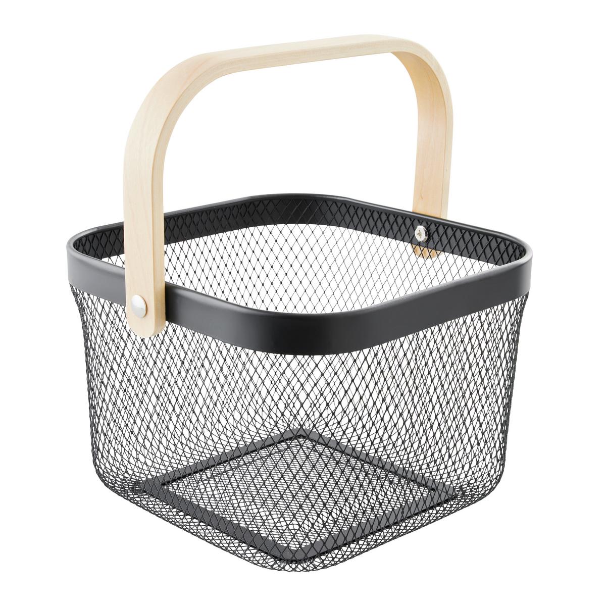 Univerzální košík BETTY - černá, Moderní, kov/dřevo (26.8/25.5/17.5cm) - Mömax