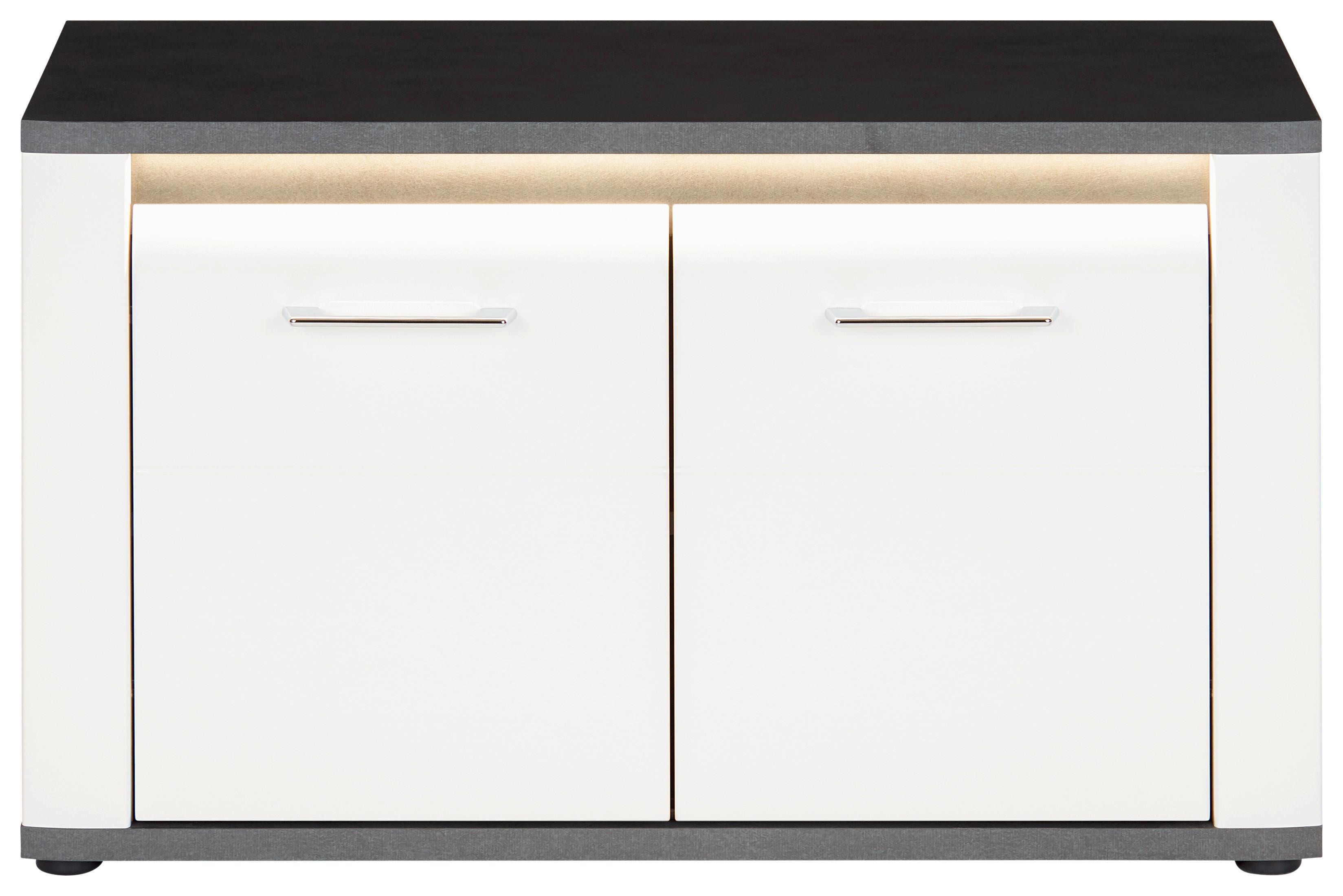 Garderobenbank Alassio B: 85cm 2 Türen, Weiß/matera
