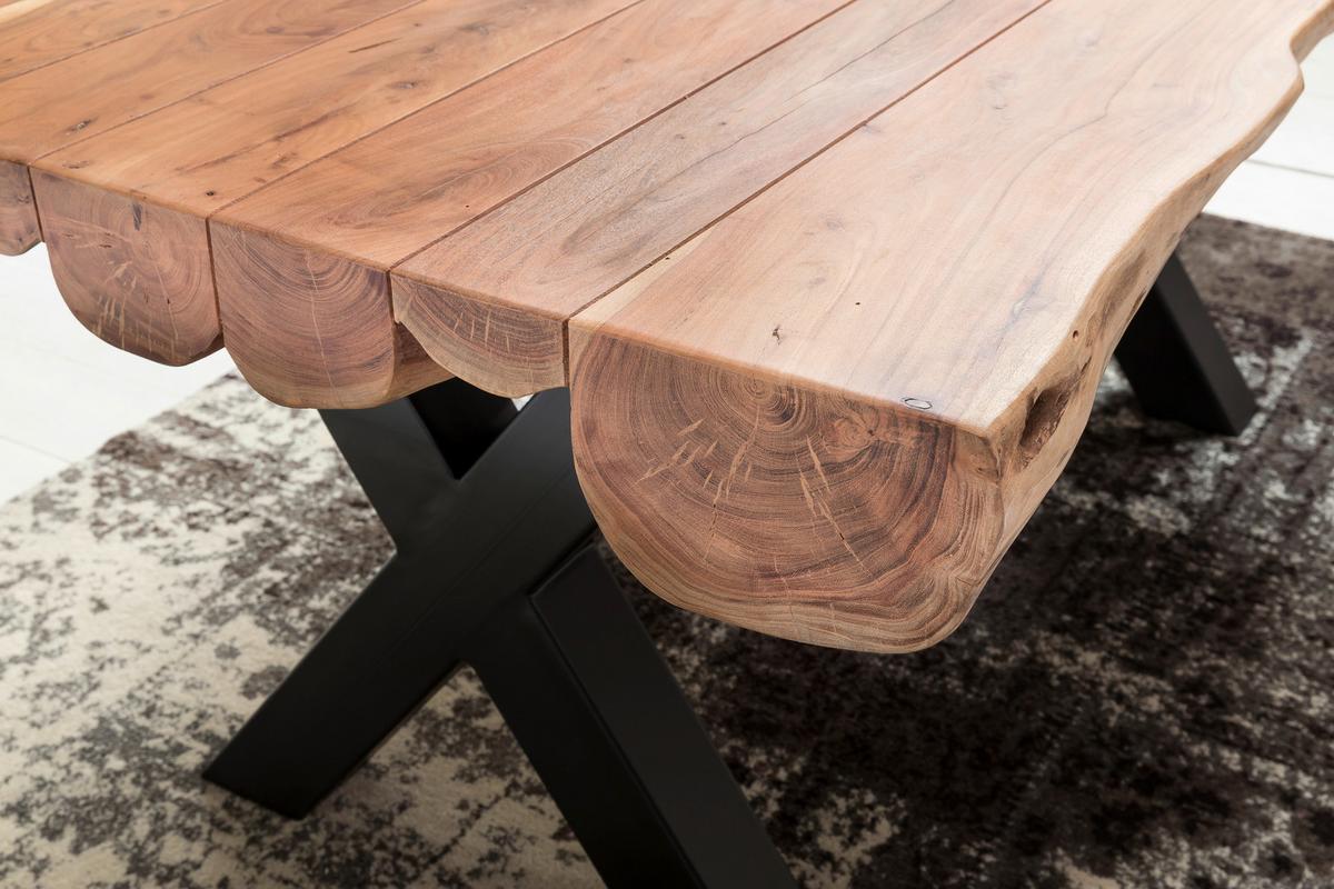 Esstisch Wl5.196 - Schwarz/Akaziefarben, Design, Holz/Metall (200/100/77cm) - MID.YOU