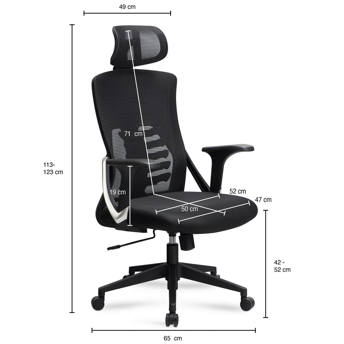 Drehstuhl Schwarz B: 65 Cm - Schwarz, Design, Kunststoff/Textil (65/123/65cm) - MID.YOU