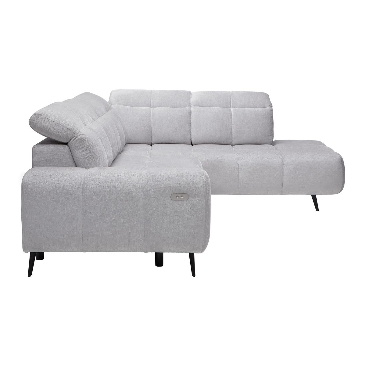 Elektrická sedačka SILVIO, pravá, světle šedá - černá/světle šedá, Moderní, kov/textil (275/225cm) - Mömax