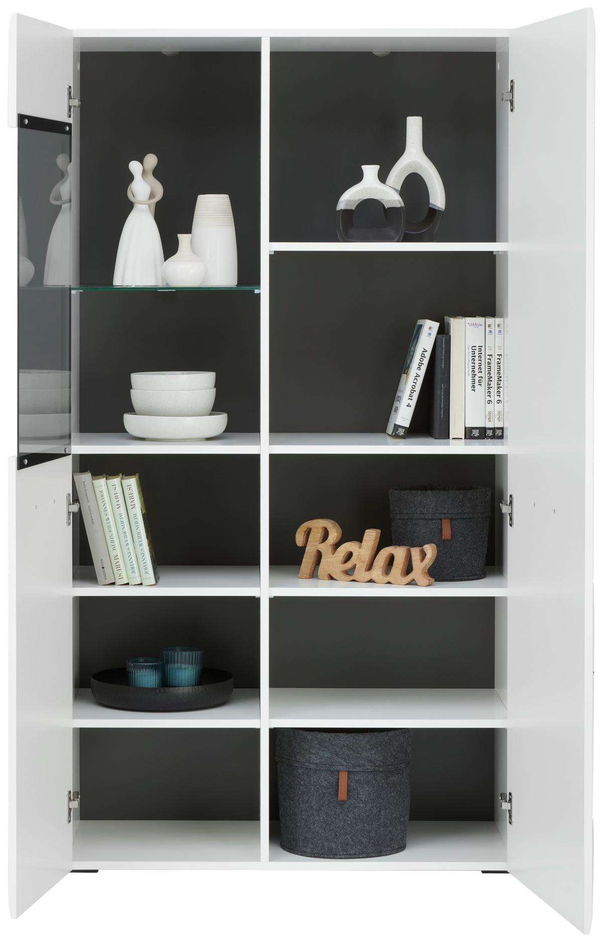 Vitrine Avanti Anthrazit/Weiß B: 90 cm - Anthrazit/Weiß, MODERN, Glas/Holzwerkstoff (90/164/41cm) - Hom`in